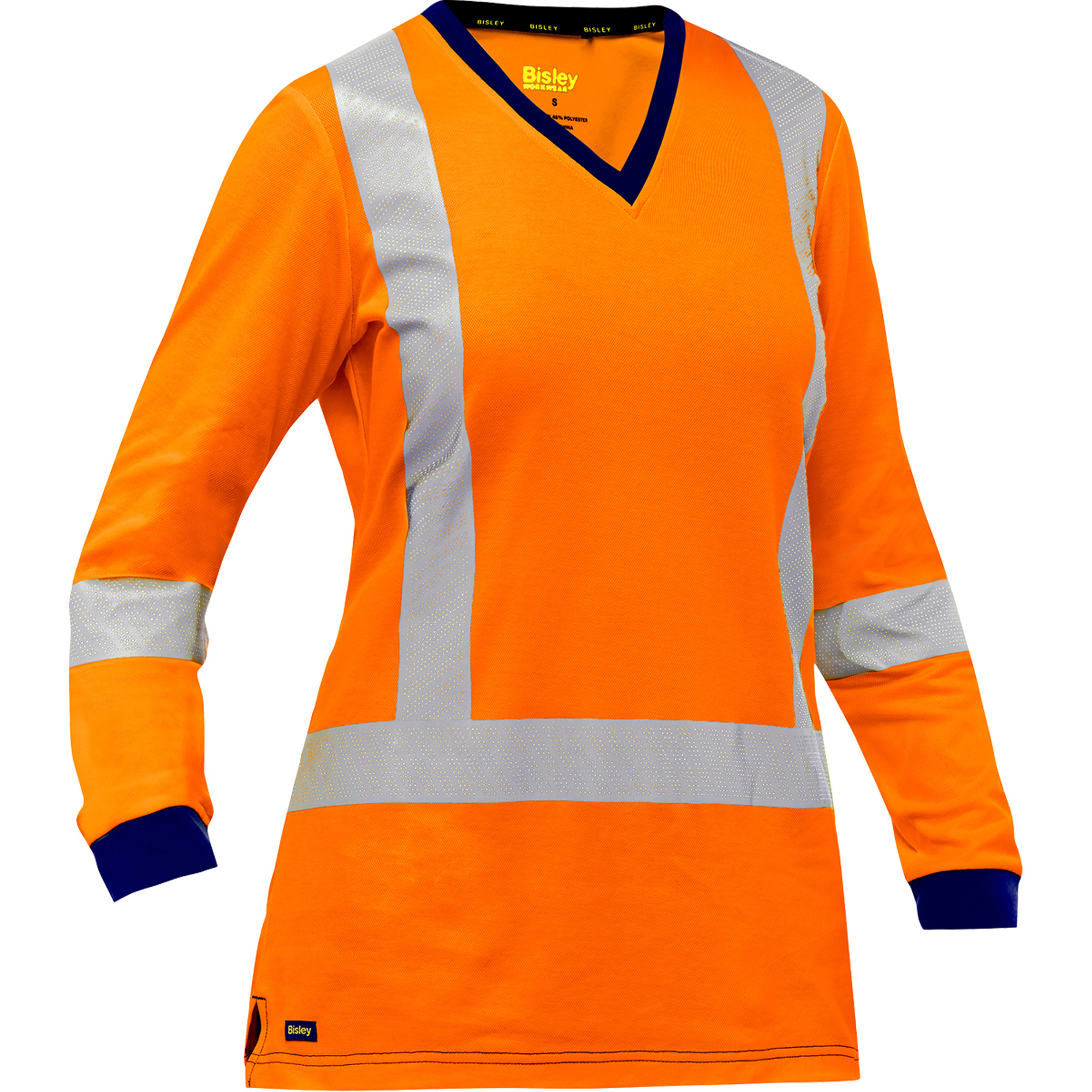 Chemise à manches longues et X au dos BisleyMD pour femmes, Poly-coton, 2T-Grand, Orange haute visibilité