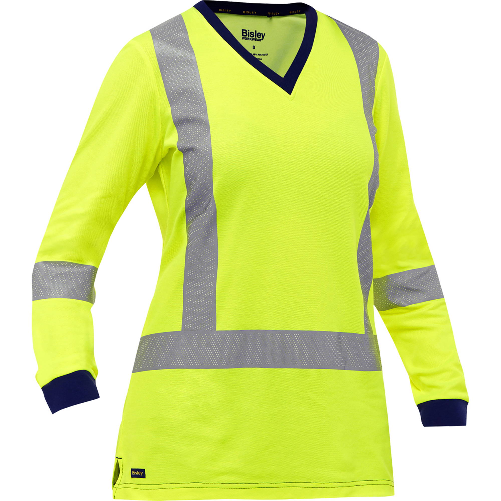 Chemise à manches longues et X au dos BisleyMD pour femmes, Poly-coton, 3T-Grand, Jaune lime haute visibilité