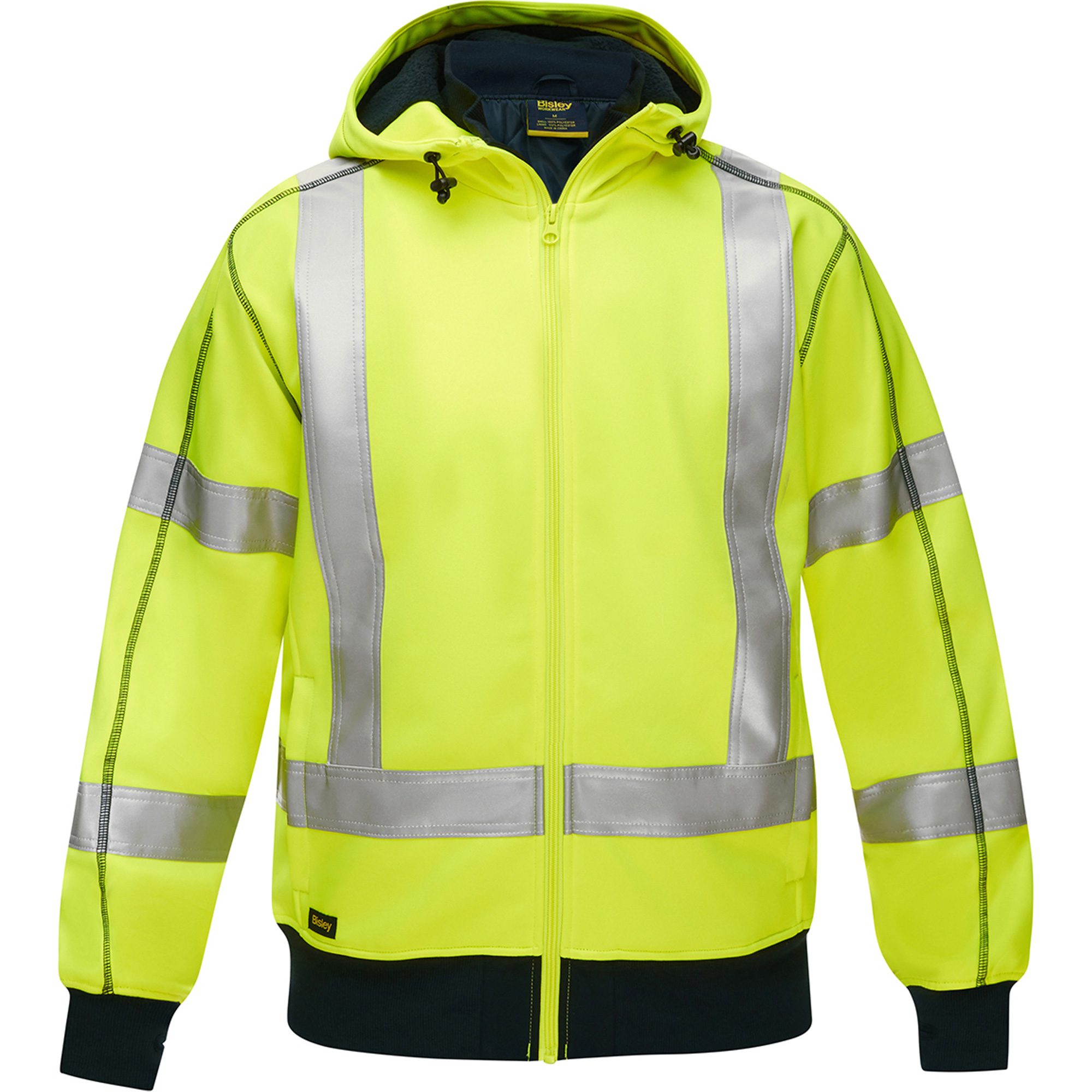 Coton ouaté doublé de sherpa avec capuchon à fermeture éclair complète et X au dos BisleyMD, 2T-Grand, Jaune lime haute visibilité