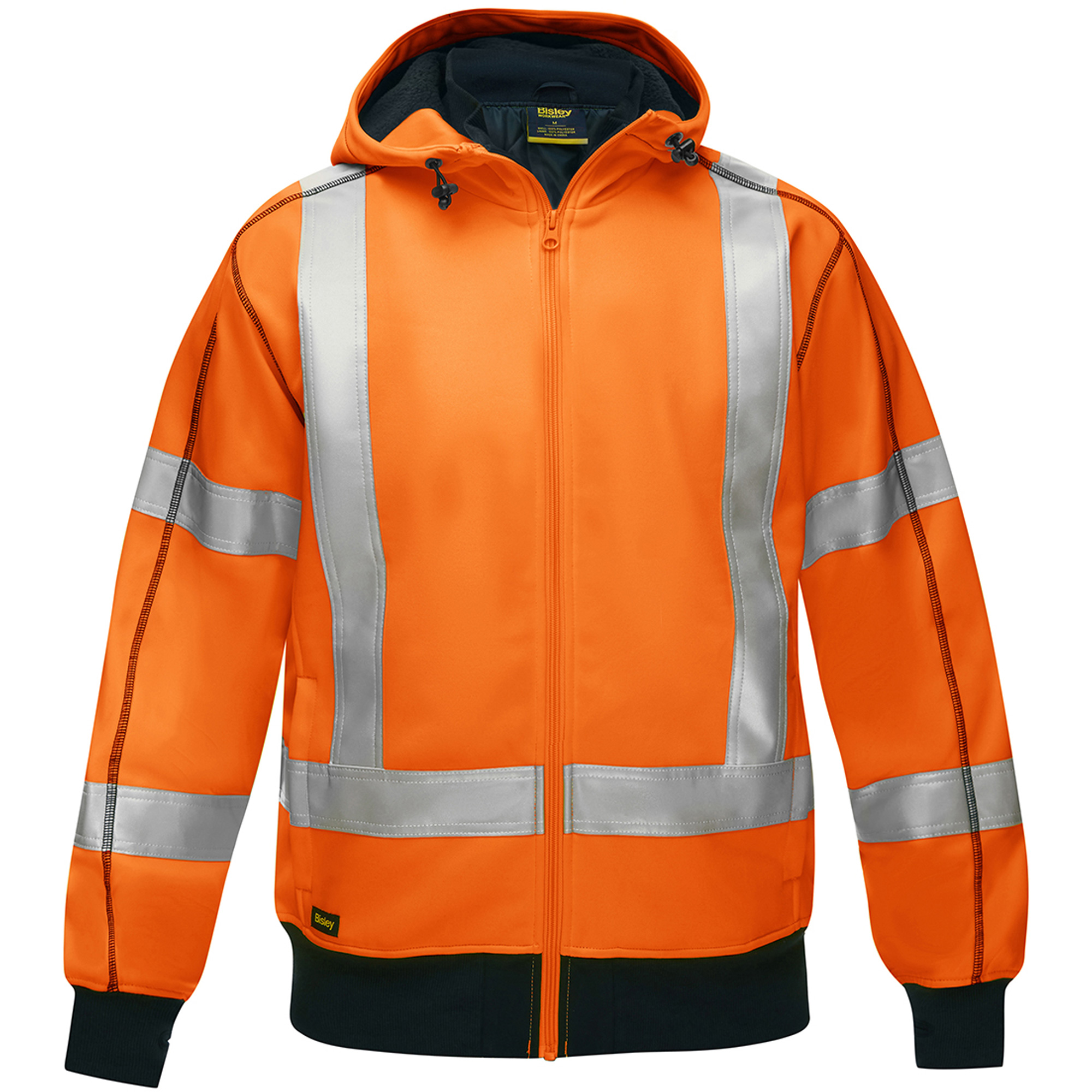 Coton ouaté doublé de sherpa avec capuchon à fermeture éclair complète et X au dos BisleyMD, 2T-Grand, Orange haute visibilité