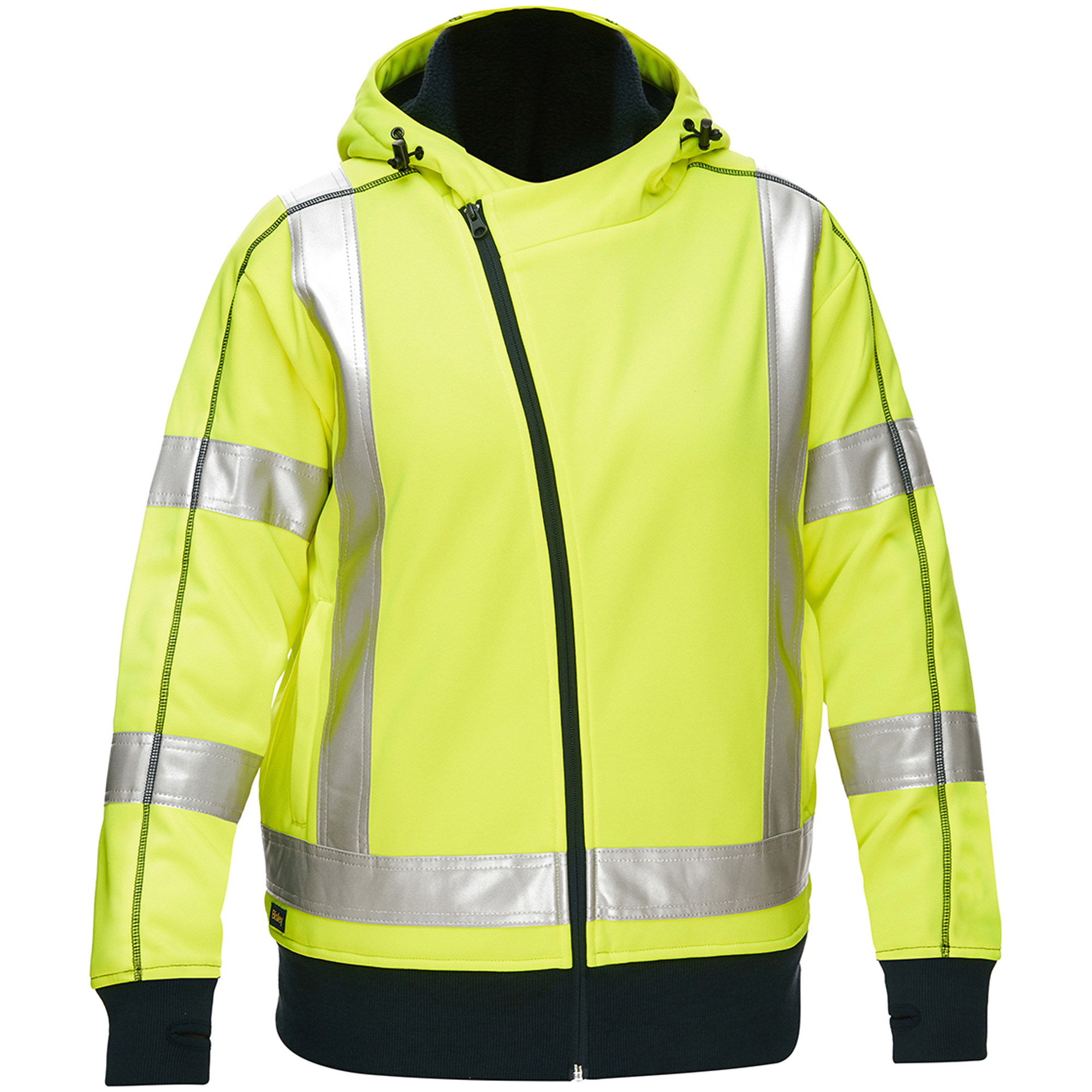 Coton ouaté doublé de sherpa avec capuchon à fermeture éclair complète et X au dos BisleyMD pour femmes, 2T-Grand, Jaune lime haute visibilité