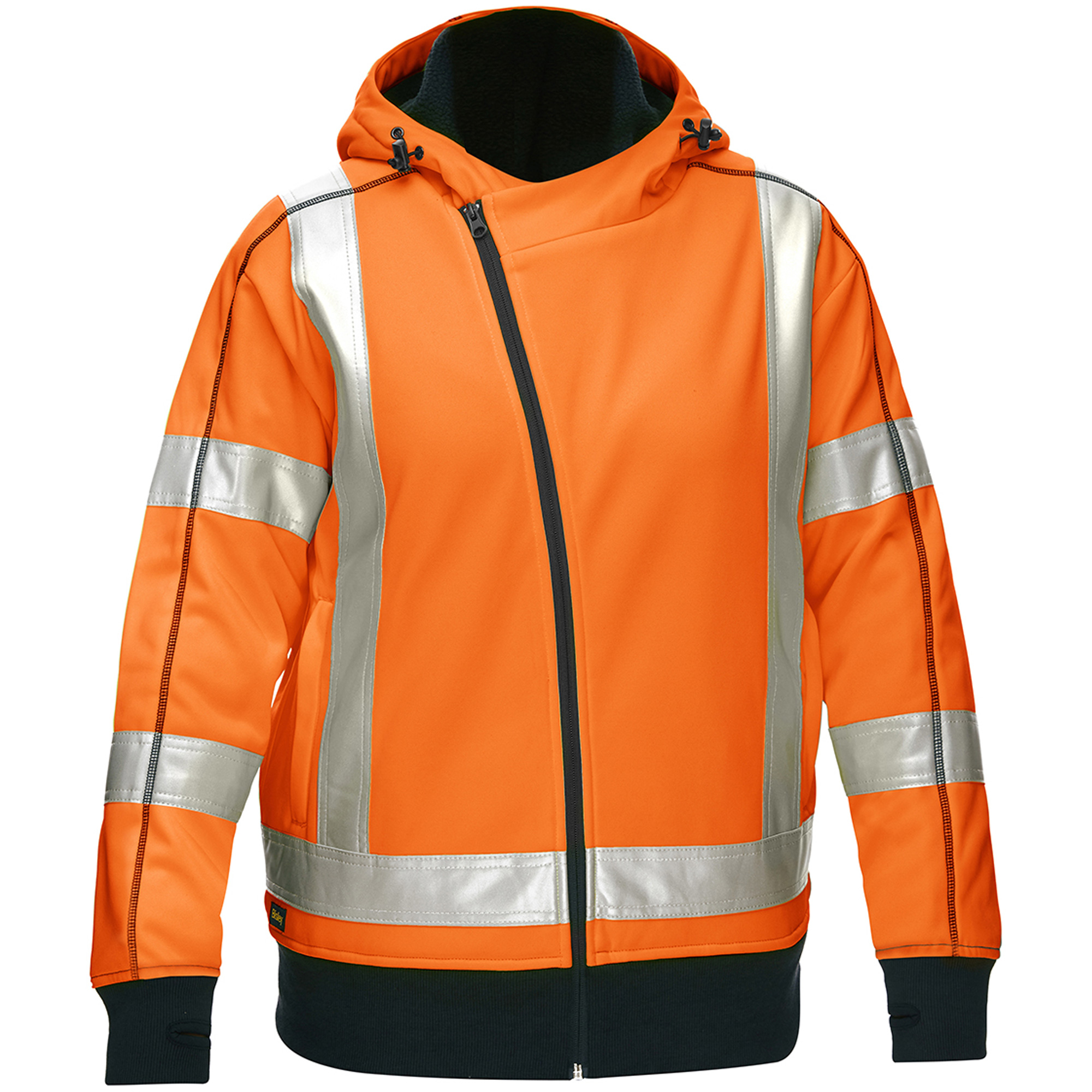 Coton ouaté doublé de sherpa avec capuchon à fermeture éclair complète et X au dos BisleyMD pour femmes, 2T-Grand, Orange haute visibilité