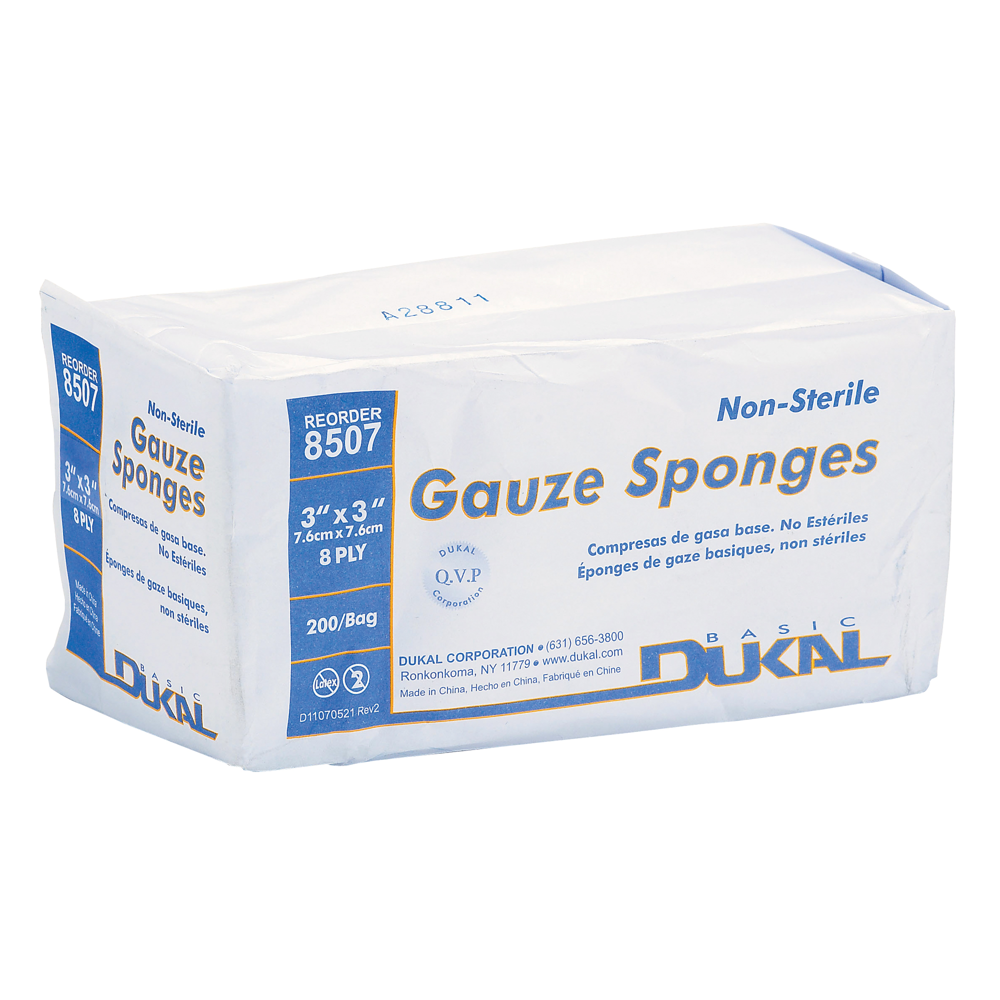 Éponge de gaze DynamicMC, Tampon, 3" lo x 3" la, Dispositif médical Classe 1