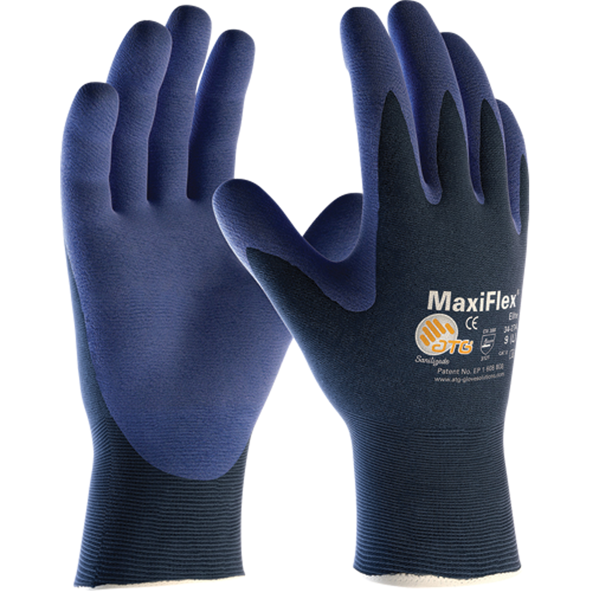 Gants ATG MaxiFlexMD EliteMC 34-274, 6/T-petit, Rêvetement Mousse de nitrile, Calibre 18, Enveloppe en Nylon