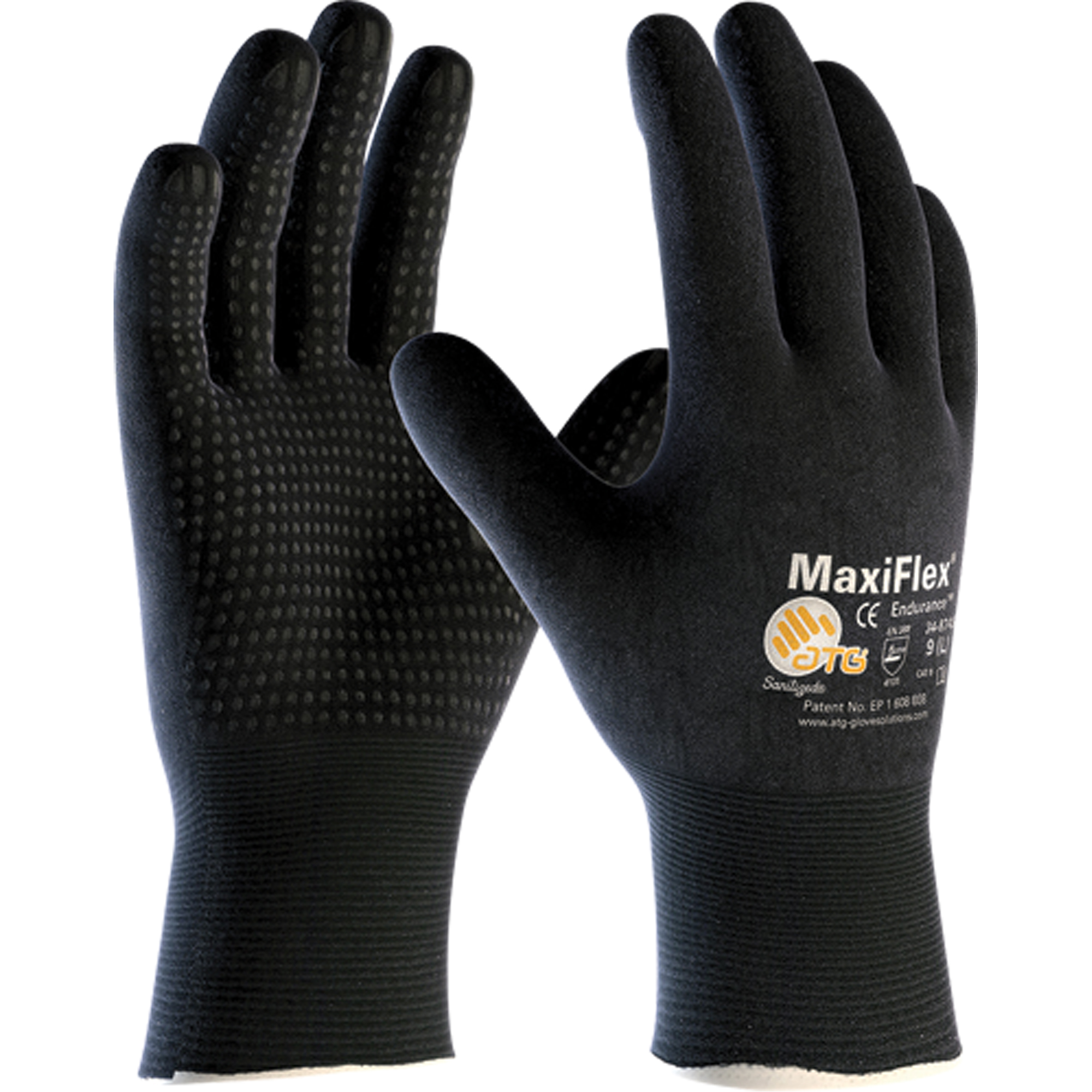 Gants ATG MaxiFlexMD EnduranceMC 34-8747, 9/Grand, Rêvetement Mousse de nitrile, Calibre 15, Enveloppe en Nylon