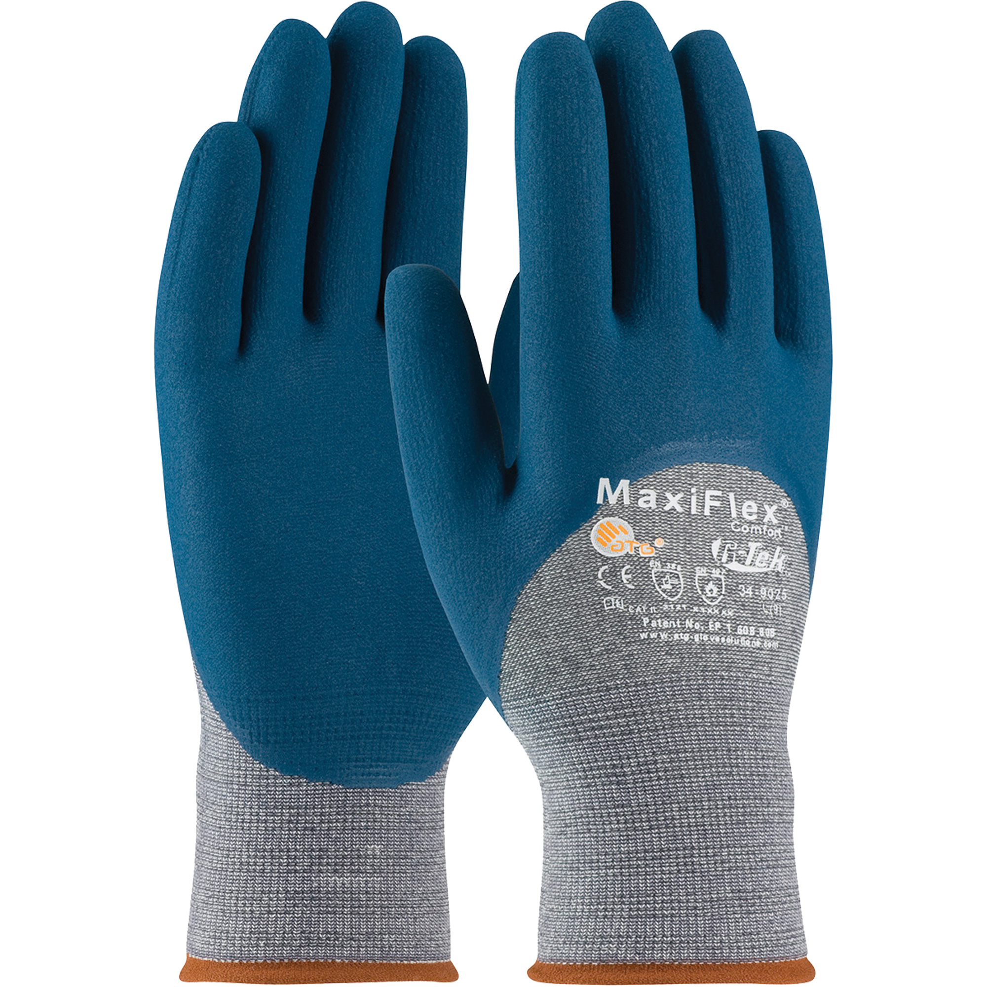 Gants en tricot sans couture ATG MaxiFlexMD ComfortMC, Moyen, Rêvetement Nitrile, Calibre 15, Enveloppe en Nylon