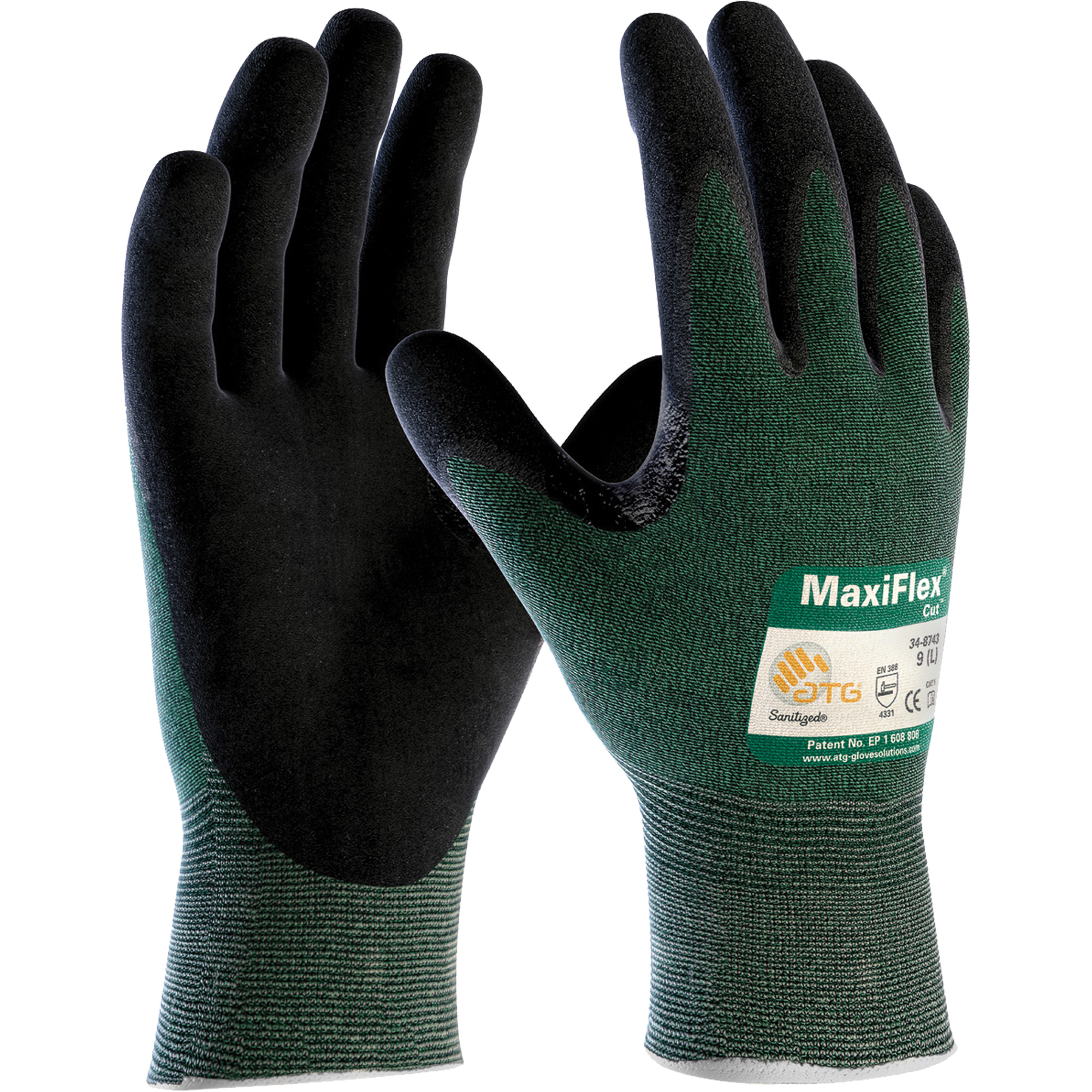 Gants en tricot sans coutures MaxiFlexMD CutMC ATG, Taille T-Grand, Calibre 15, Revêtement Mousse de nitrile, Enveloppe en Polyéthylène, ANSI/ISEA 105 niveau 2/EN 388 niveau 3