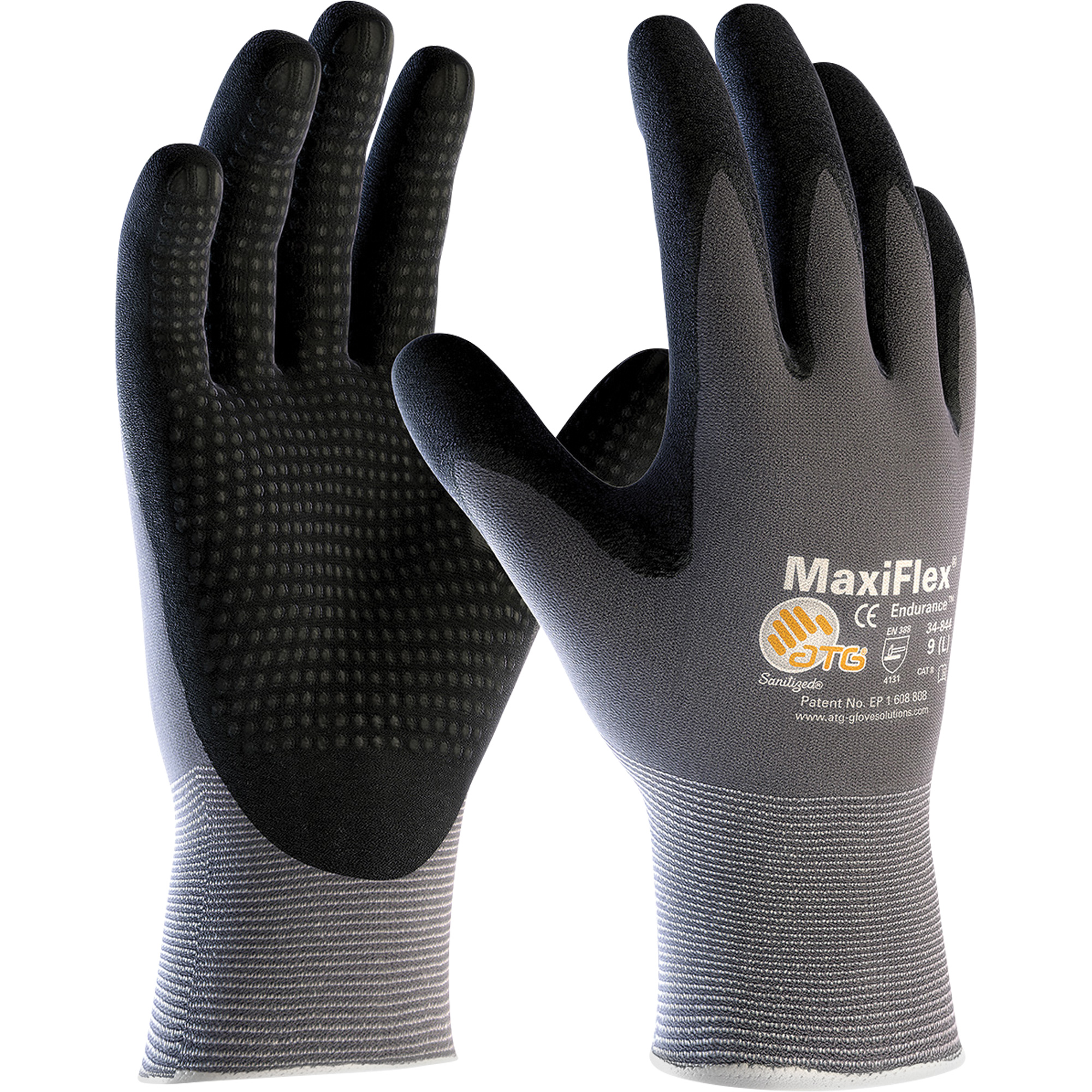 Gants enduits ATG MaxiFlexMD EnduranceMC, Grand, Rêvetement Mousse de nitrile, Calibre 15, Enveloppe en Nylon/LycraMD