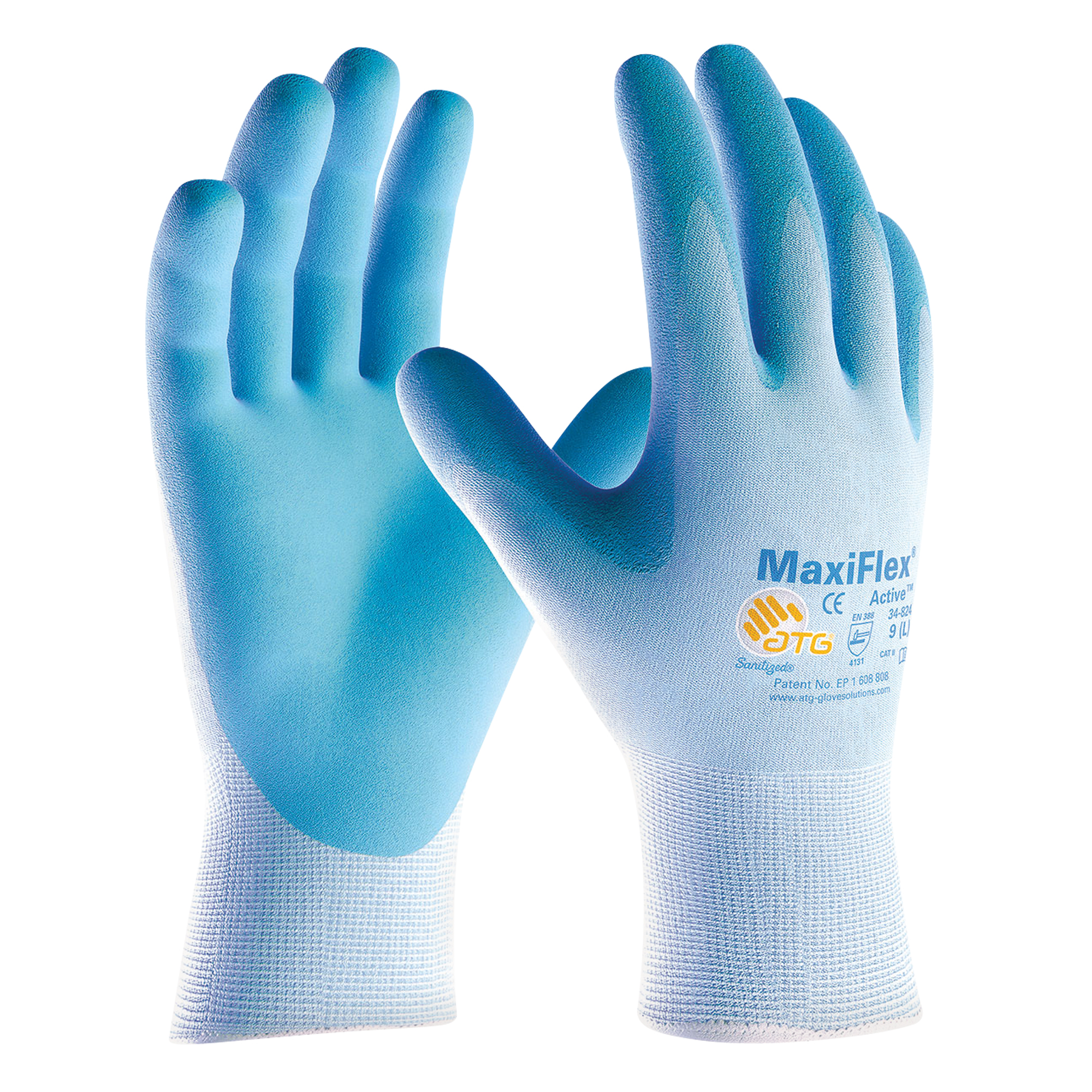 Gants enduits ultra légers MaxiFlexMD ATG, 9/Grand, Rêvetement Mousse de nitrile, Calibre 15, Enveloppe en Nylon