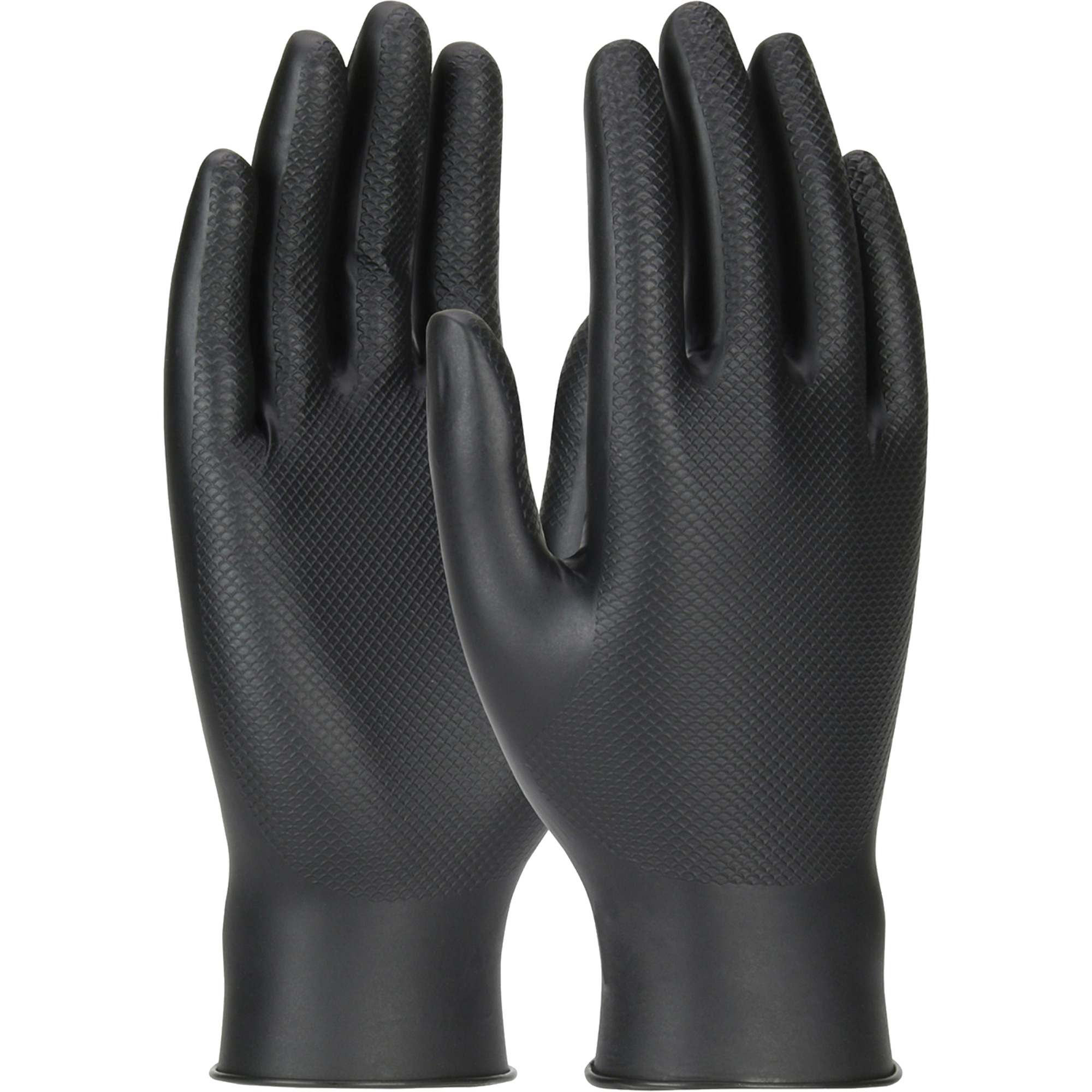 Gants jetables ambidextres GrippazMC Skins, T-Grand, Nitrile, 6 mils, Sans poudre, Noir