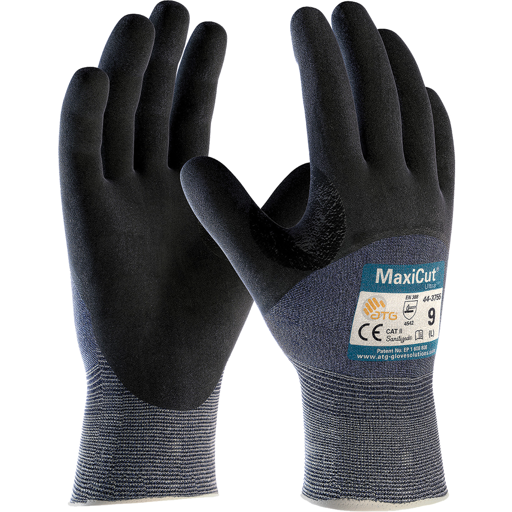 Gants résistants aux coupures en tricot sans couture ATG MaxiCutMD UltraMC, Taille 2T-Grand, Calibre 15, Revêtement Nitrile, Enveloppe en Fil technique, ASTM ANSI niveau A3/EN 388 niveau 5/EN 388 niveau C