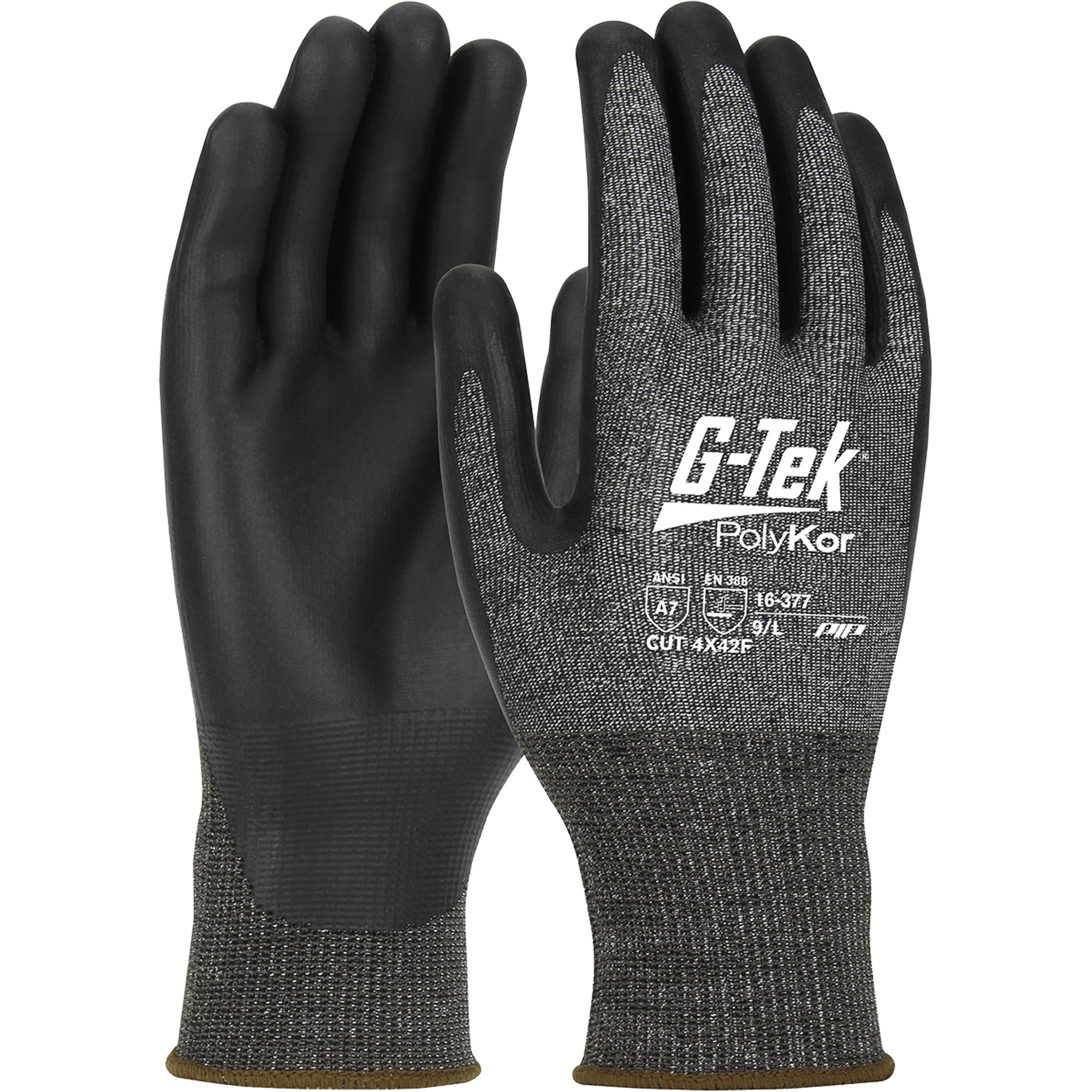 Gants résistants aux coupures G-TekMD PolyKorMD X7MC, Taille 2T-Grand, Calibre 18, Revêtement Polyuréthane, Enveloppe en Polyéthylène, ASTM ANSI niveau A7/EN 388 niveau F