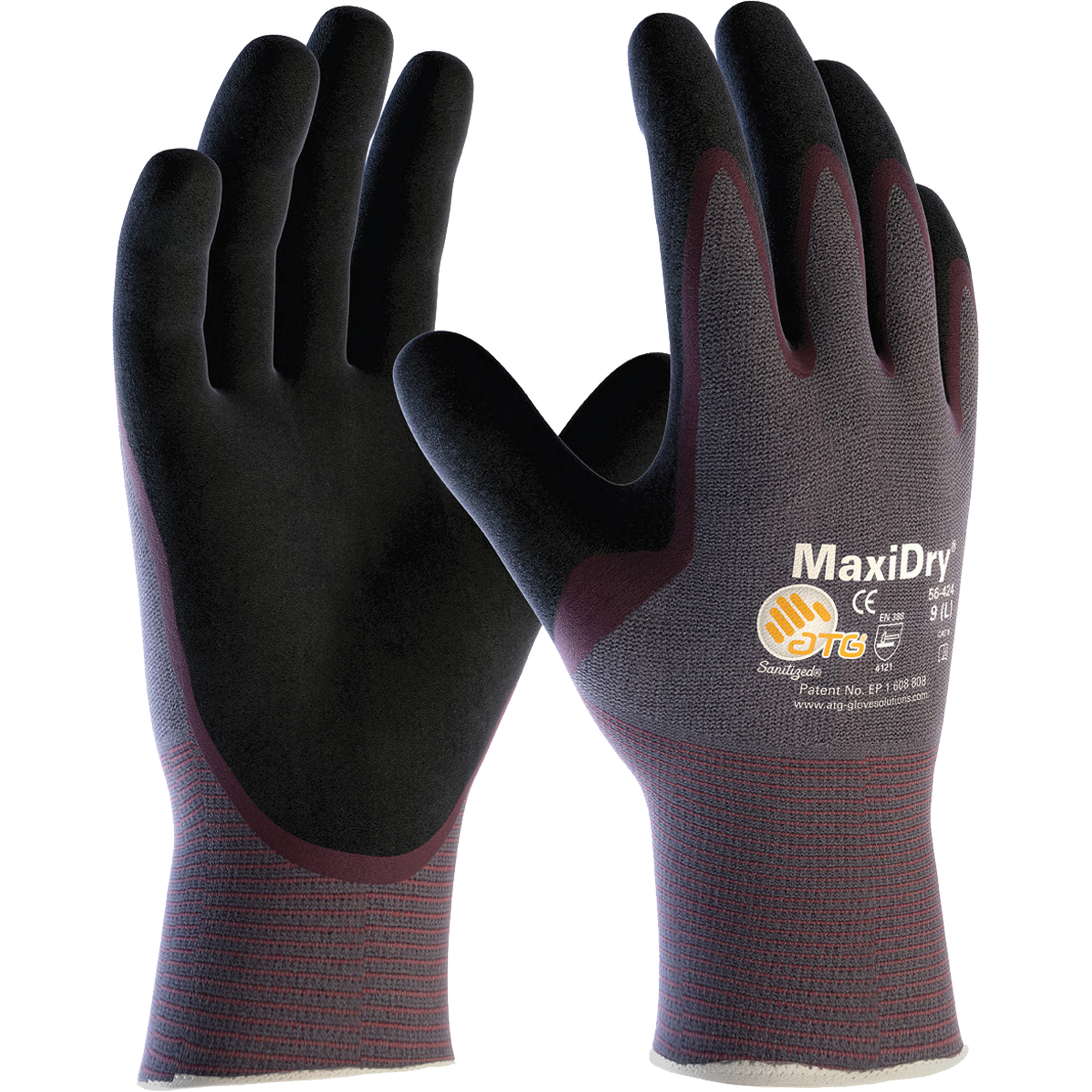 Gants sans couture ultra légers ATG MaxiDryMD, Petit, Rêvetement Nitrile, Calibre 15, Enveloppe en Nylon/Élasthanne