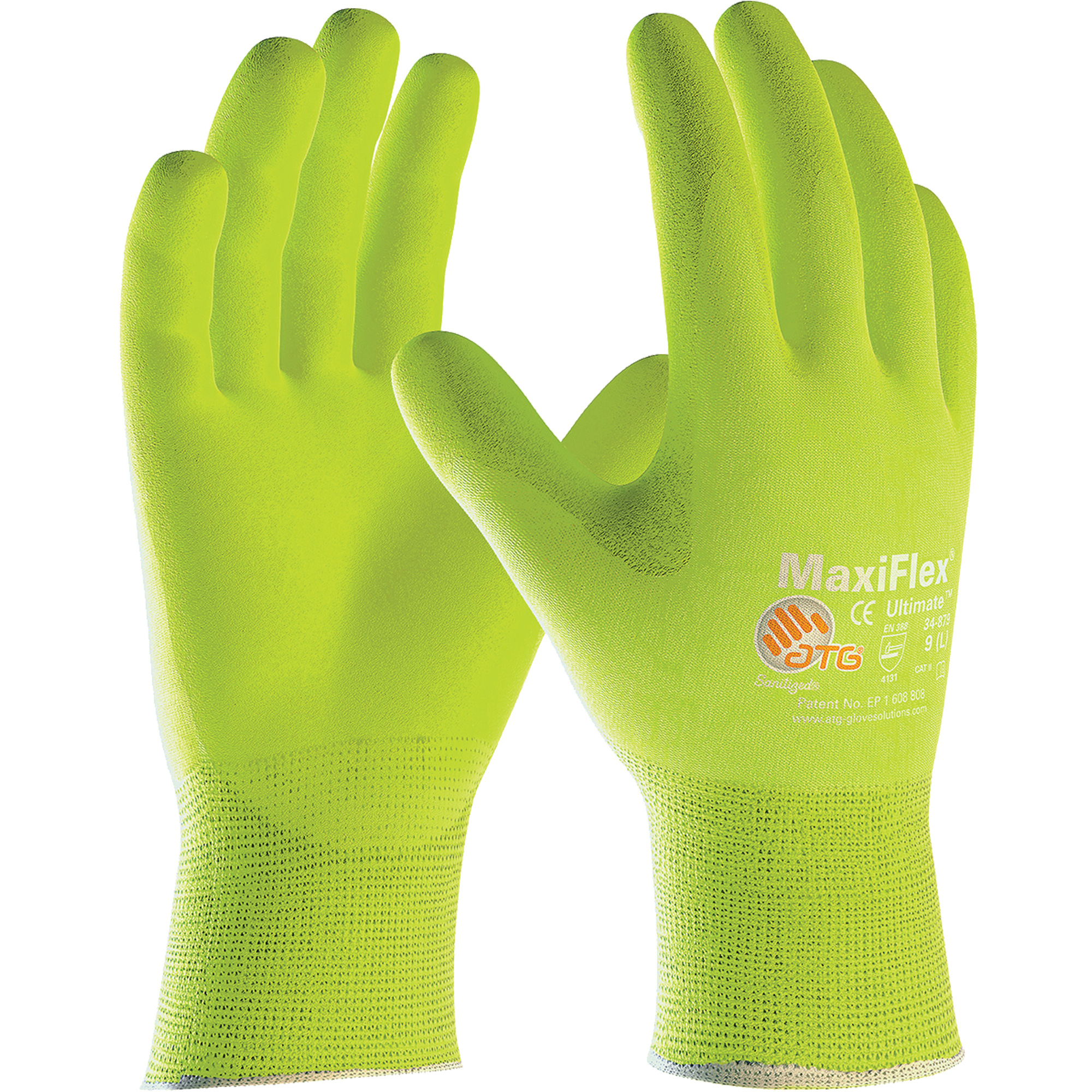 Gants sans coutures haute visibilité ATG MaxiFlexMD UltimateMC, Petit, Rêvetement Nitrile, Calibre 15, Enveloppe en Nylon/Élasthanne