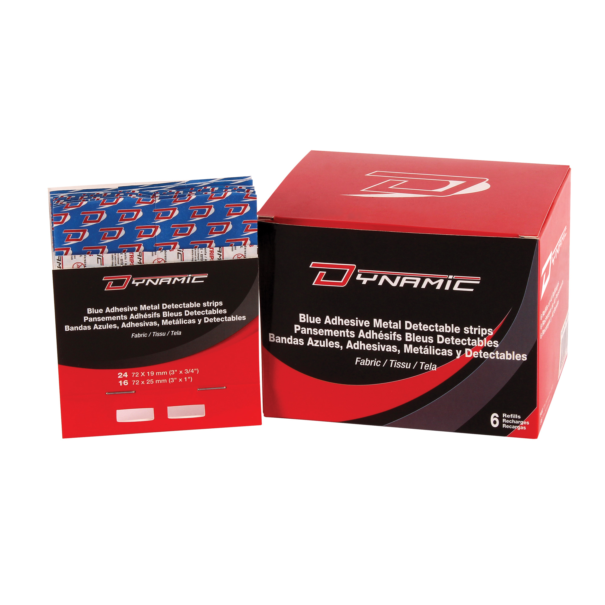Recharge de bandages adhésifs bleus pour distributeur DynamicMC, Assorti, Tissu détectable, Non stérile