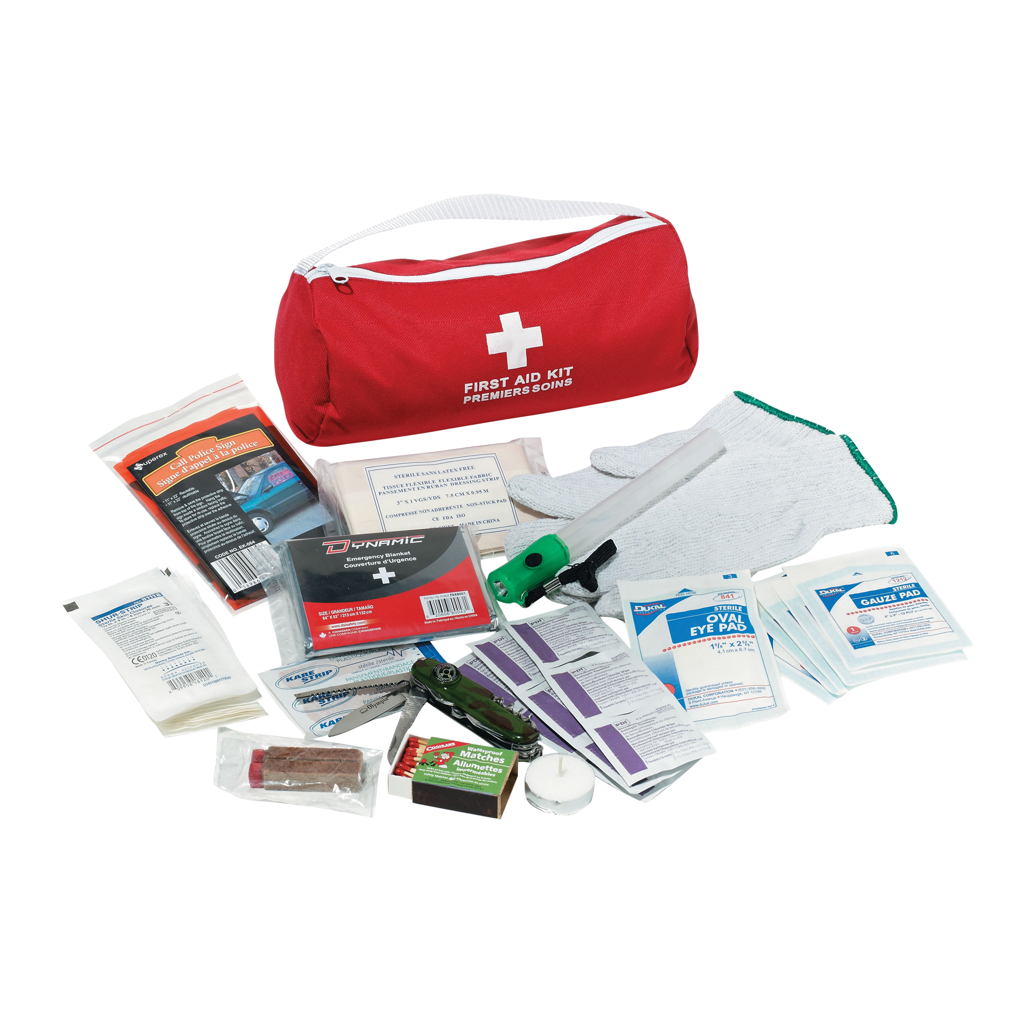 Trousse de premiers soins pour auto DynamicMC, Dispositif médical Classe 1, Sac en nylon