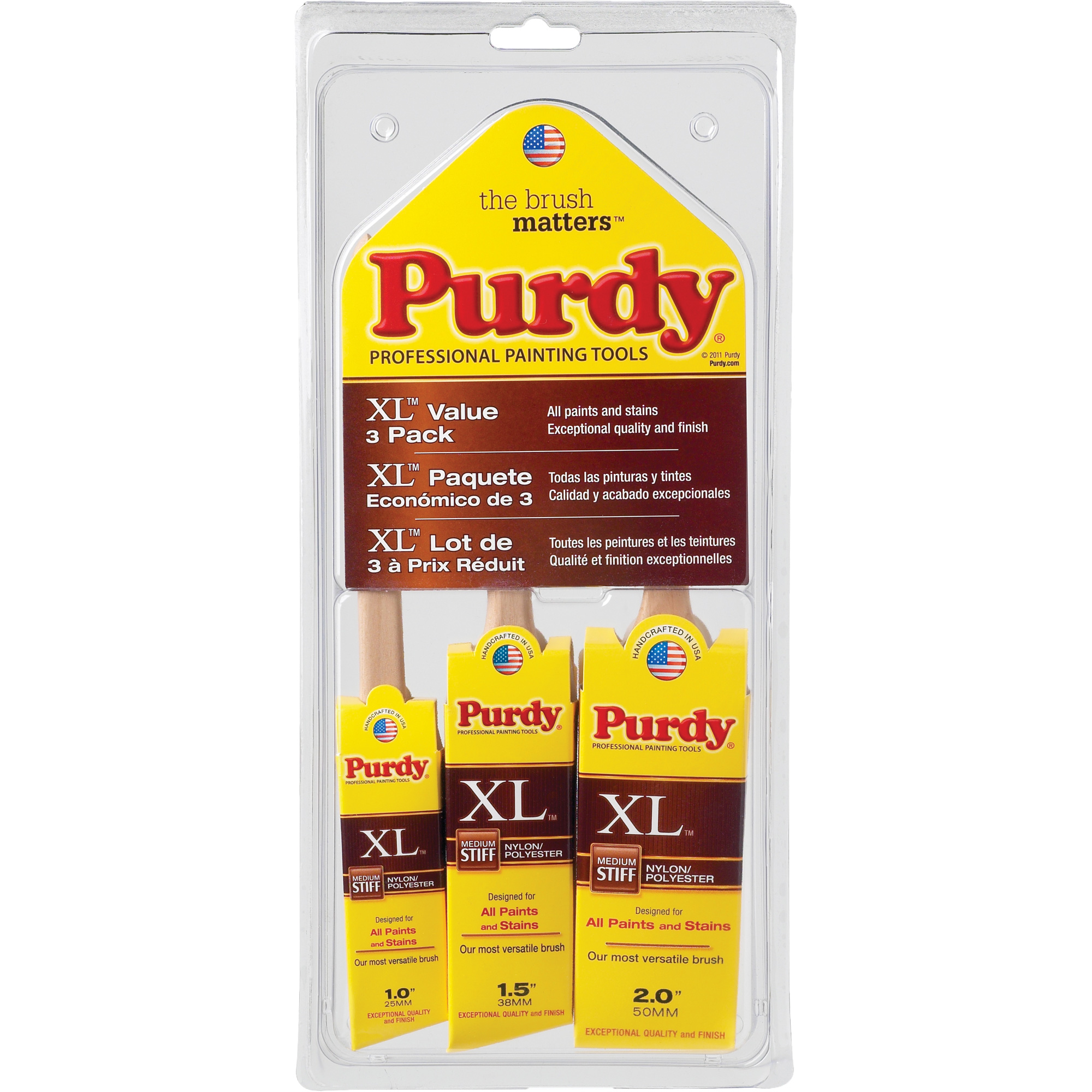 Assortiment de pinceaux XL, Poly/nylon, Manche Bois