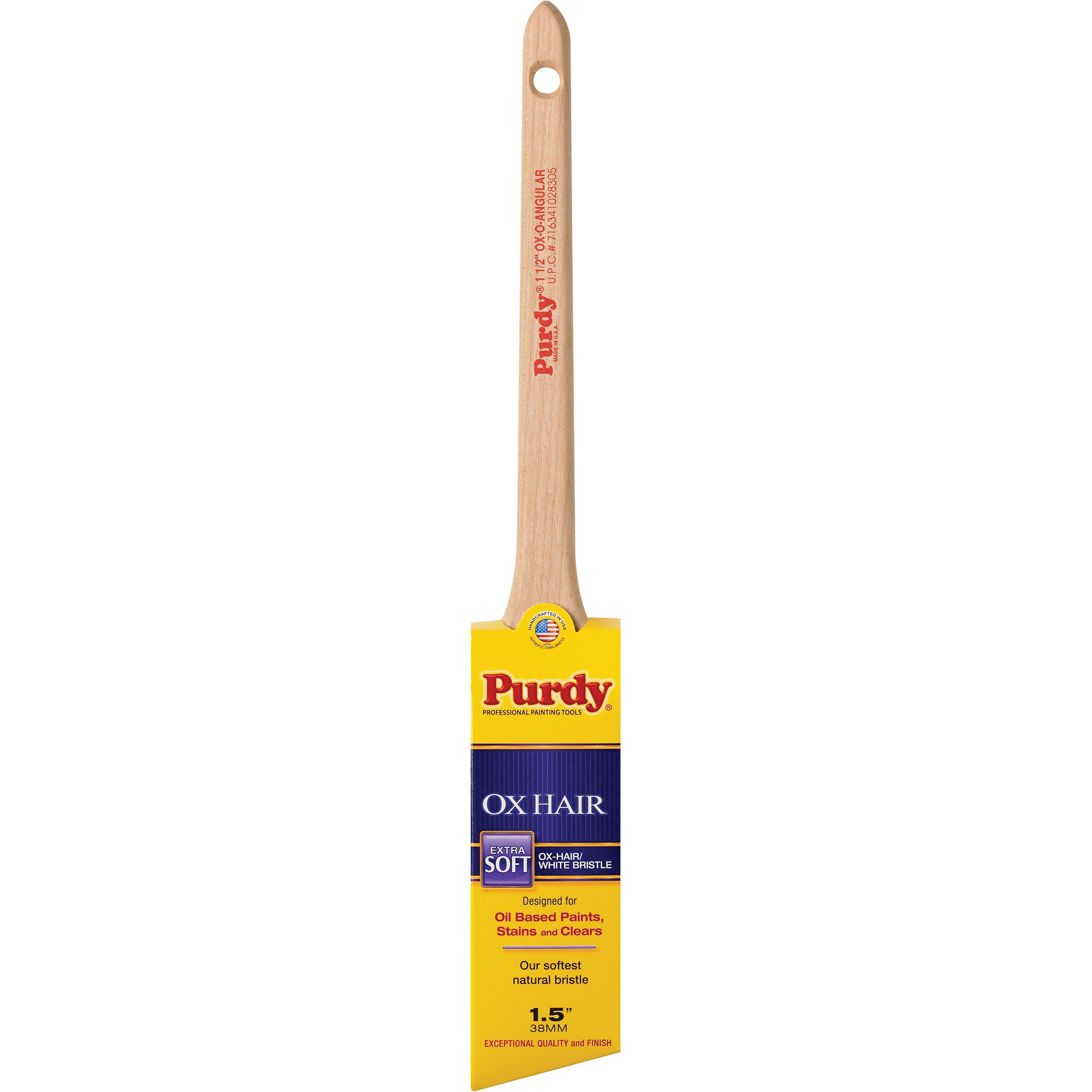 Pinceau Ox-O-Angular, Soie de bœuf, Manche Bois, Largeur de 1-1/2"