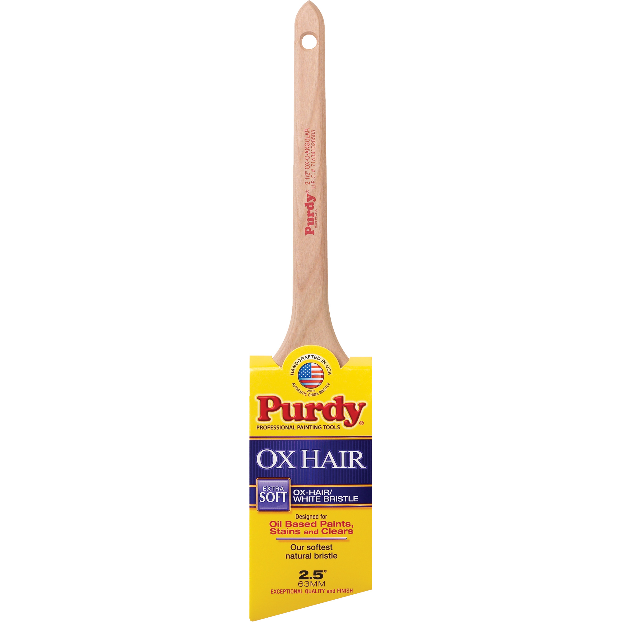 Pinceau Ox-O-Angular, Soie de bœuf, Manche Bois, Largeur de 2-1/2"