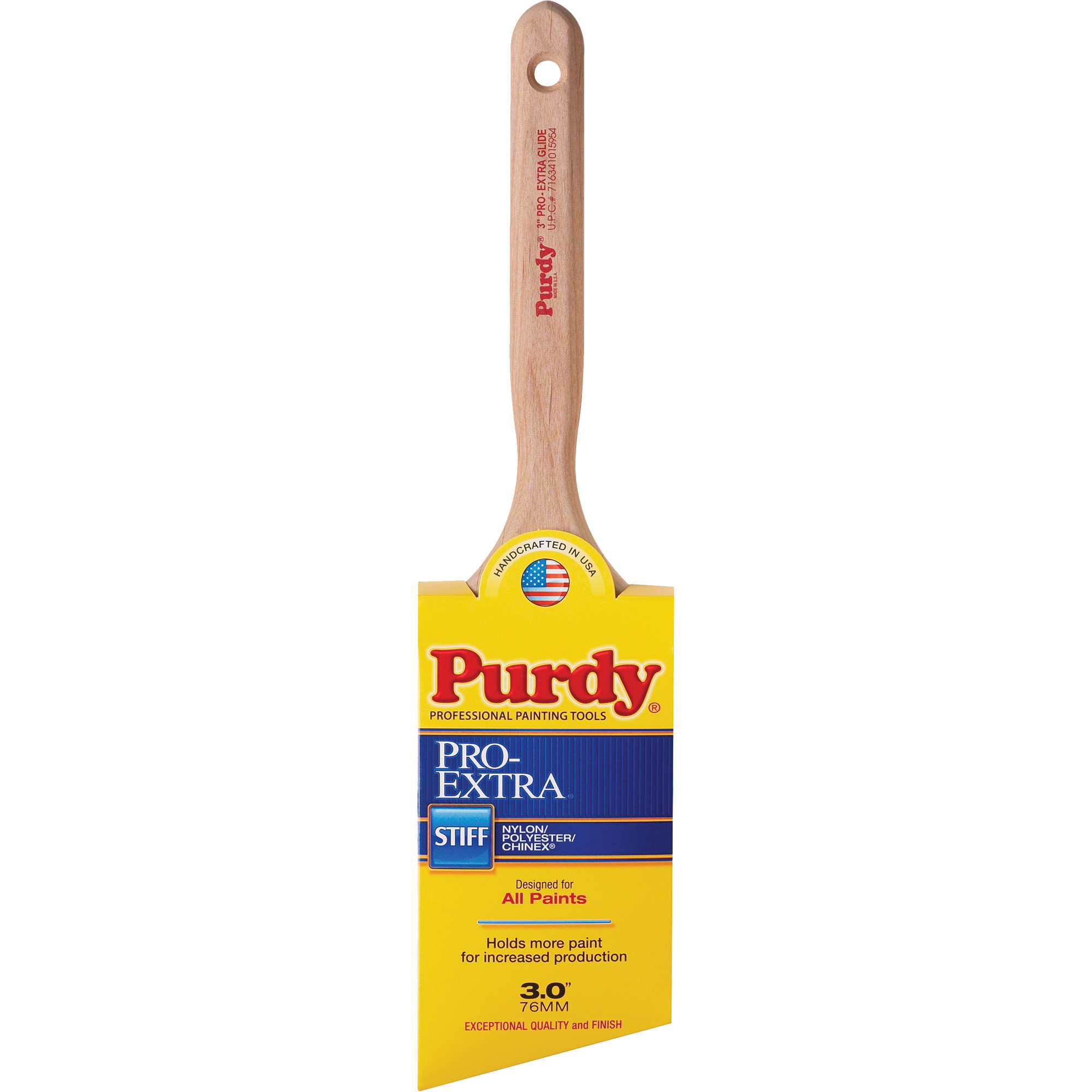 Pinceau Pro-Extra Glide, Matériau mélangé, Manche Bois, Largeur de 3"