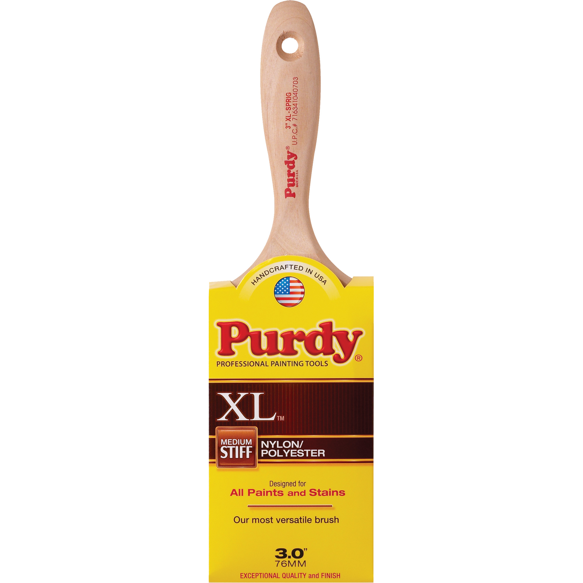 Pinceau XL Sprig, Poly/nylon, Manche Bois, Largeur de 3"