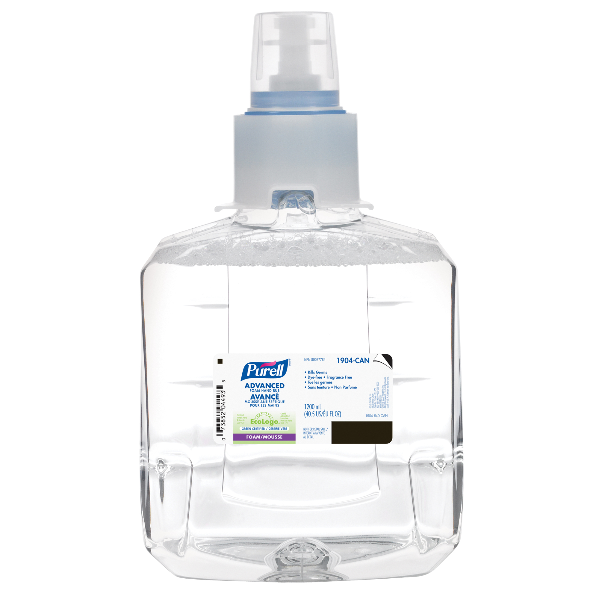 Désinfectant pour les mains avancé en mousse LXT-12MC, 1200 ml, Cartouche de recharge, 70 % alcool
