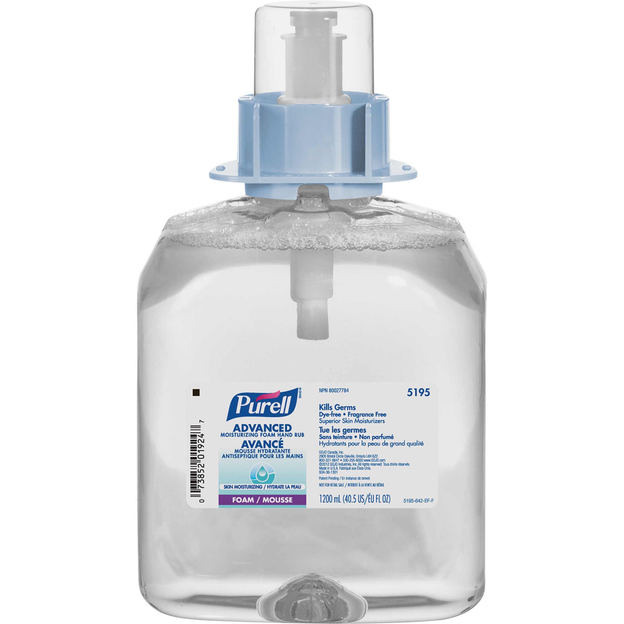 Désinfectant pour les mains FMX-12MC avancée et certifiée écologique, 1,2 L, Cartouche de recharge, 70 % alcool
