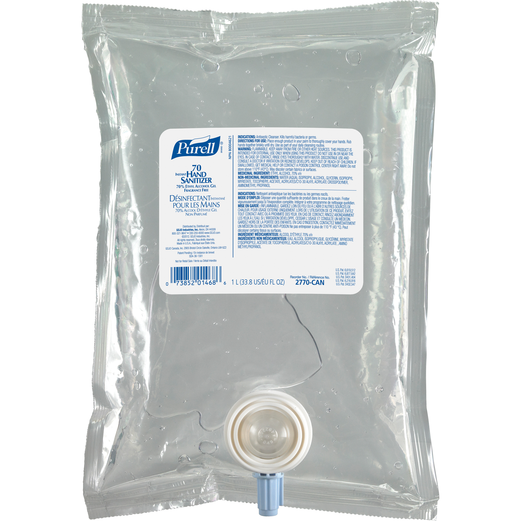 Gel désinfectant pour les mains NXTMD Advanced, 1000 ml, Cartouche de recharge, 70 % alcool