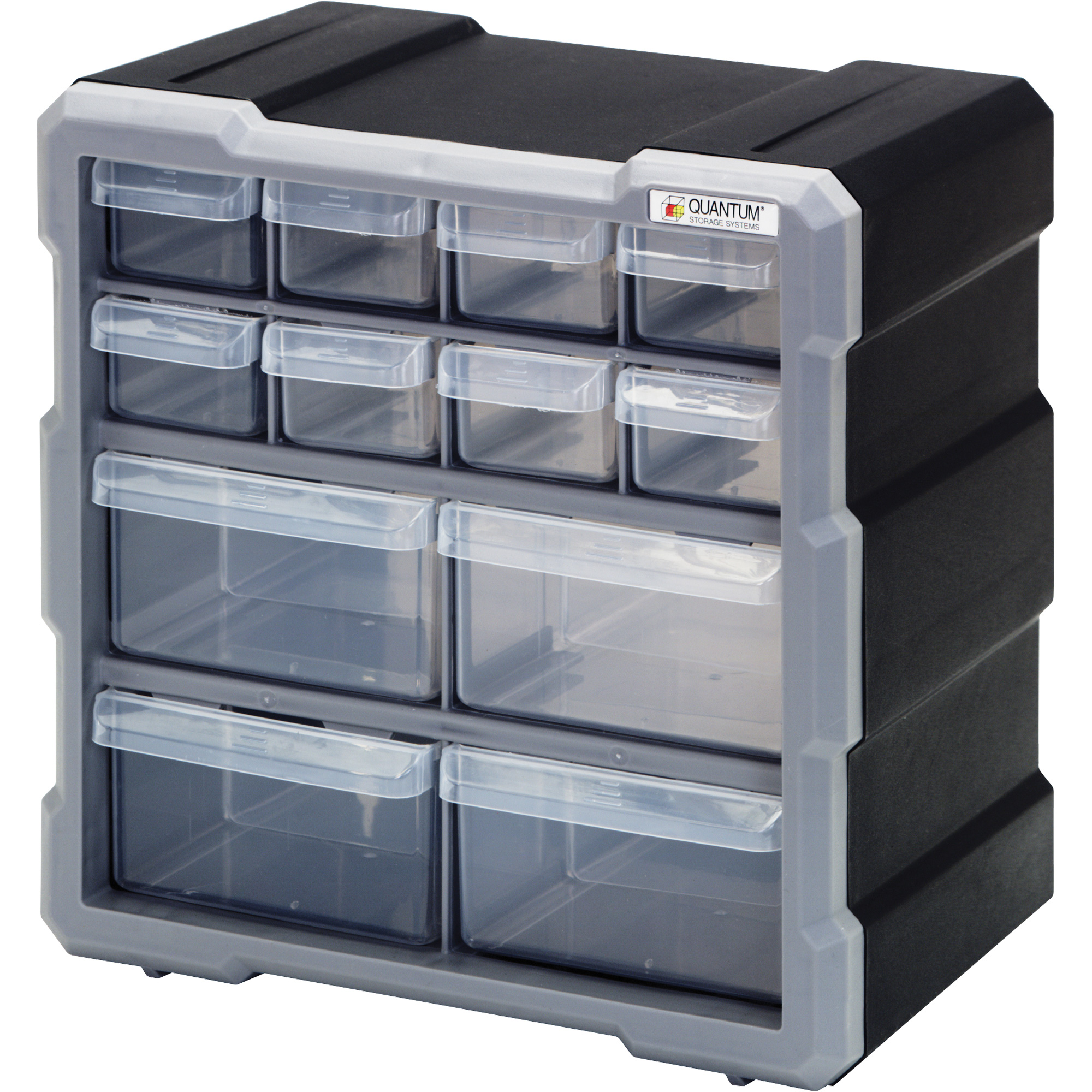 Armoire à tiroir, Plastique, 12 tiroirs, 10-1/2" x 6-1/4" x 10-1/4", Noir
