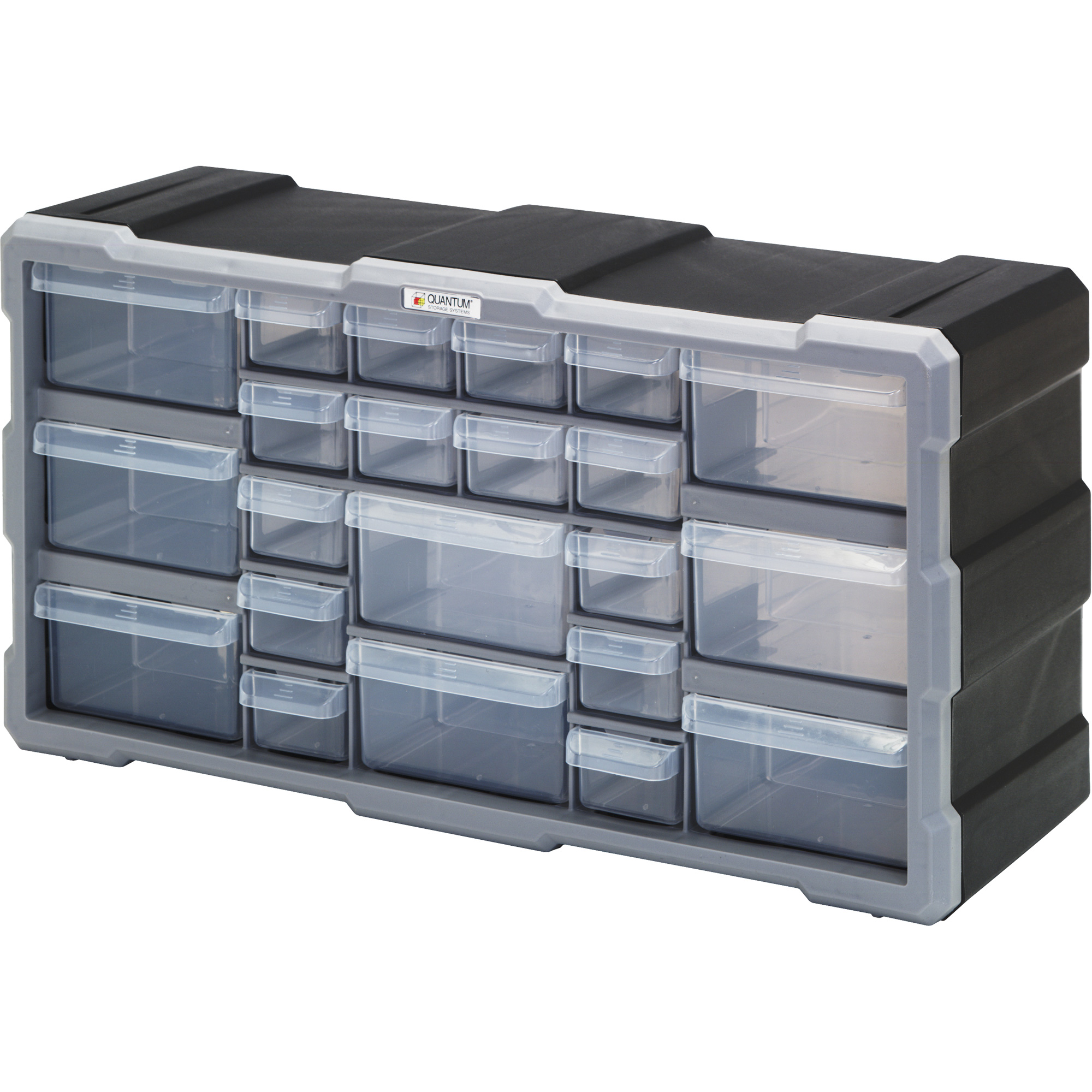 Armoire à tiroir, Plastique, 22 tiroirs, 19-1/2" x 6-1/4" x 10", Noir