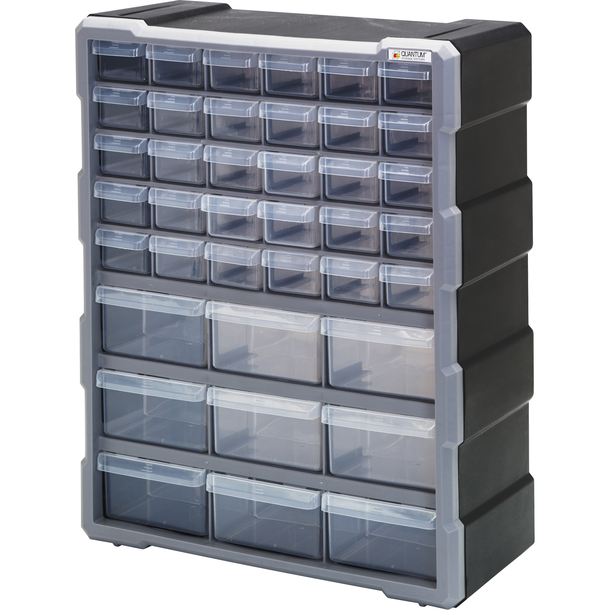 Armoire à tiroir, Plastique, 39 tiroirs, 15" x 6-1/4" x 18-3/4", Noir