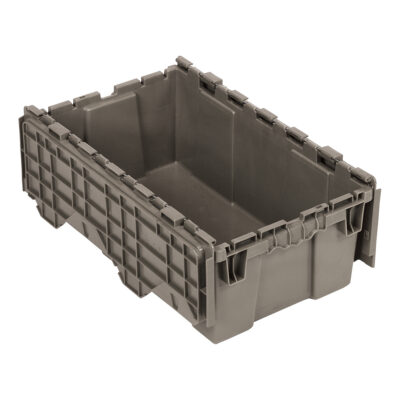 Bac de distribution avec couvercle à charnières, 11-9/16" x 19-5/8' x 7-1/2", Gris