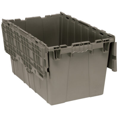 Bac de distribution avec couvercle à charnières, 16-1/4" x 25-3/8" x 14-1/8", Gris