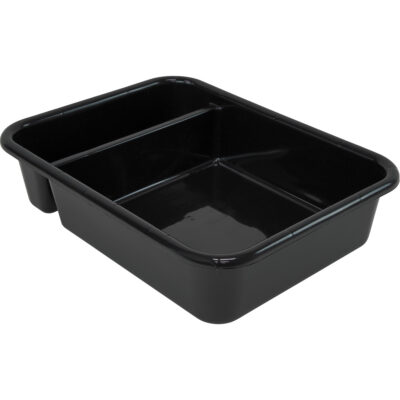 Bac d'entreposage tout usage à compartiment, 7" ha x 15" p x 20" lo, Plastique, Noir