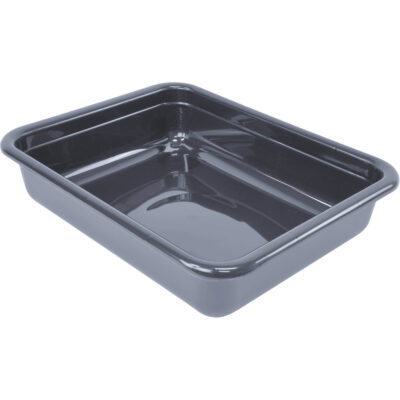 Bac d'entreposage tout usage à fond plat, 5" ha x 15" p x 20" lo, Plastique, Gris