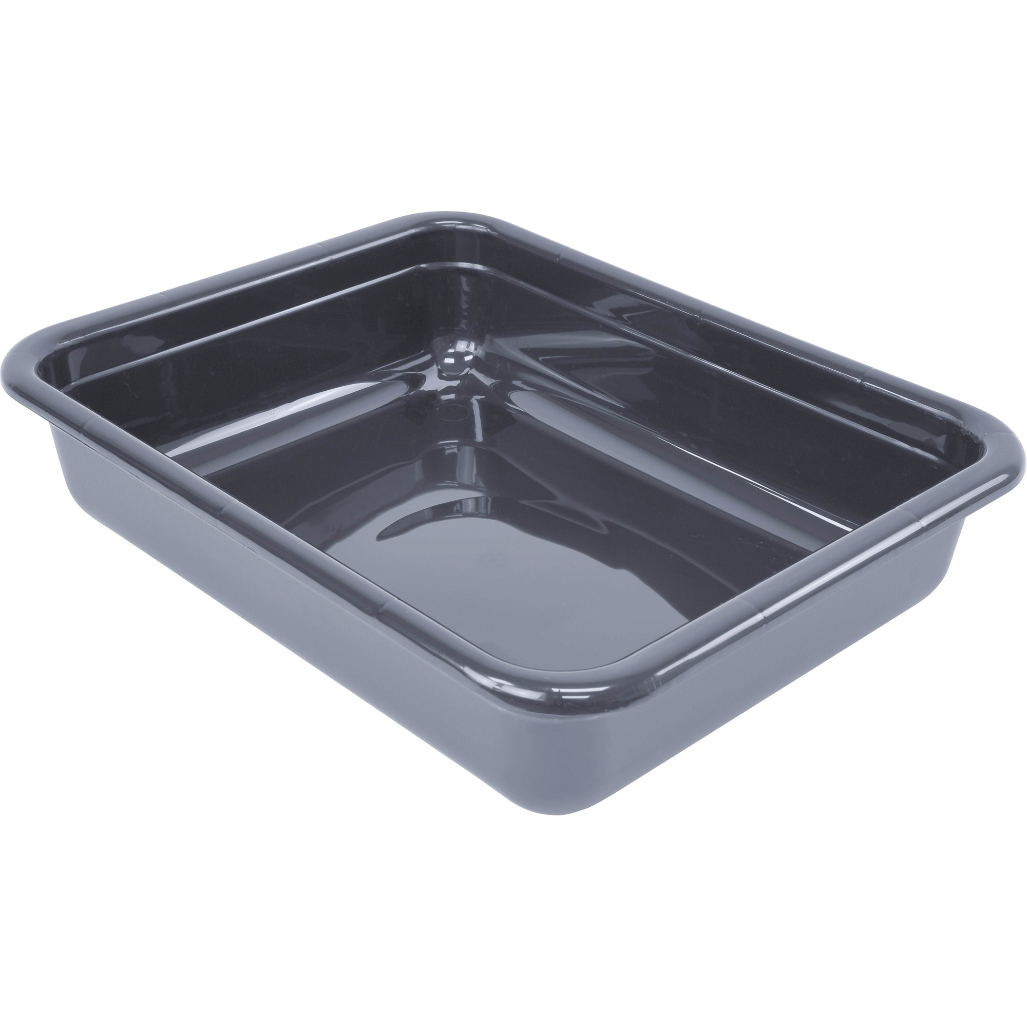 Bac d'entreposage tout usage à fond plat, 5" ha x 15" p x 20" lo, Plastique, Gris