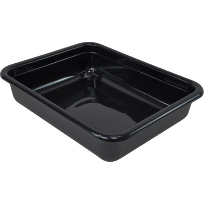 Bac d'entreposage tout usage à fond plat, 5" ha x 15" p x 20" lo, Plastique, Noir