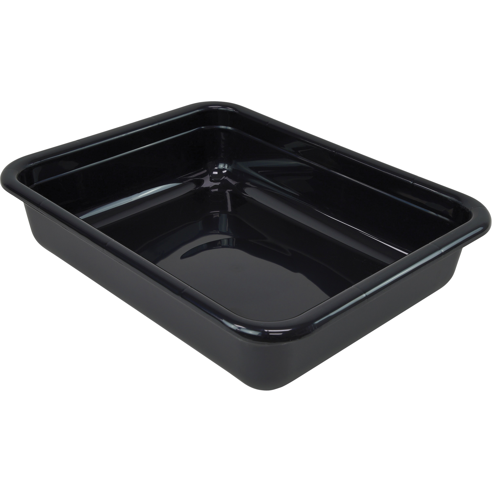 Bac d'entreposage tout usage à fond plat, 5" ha x 15" p x 20" lo, Plastique, Noir