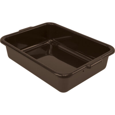 Bac d'entreposage tout usage à fond plat, 5" ha x 15" p x 21" lo, Plastique, Brun