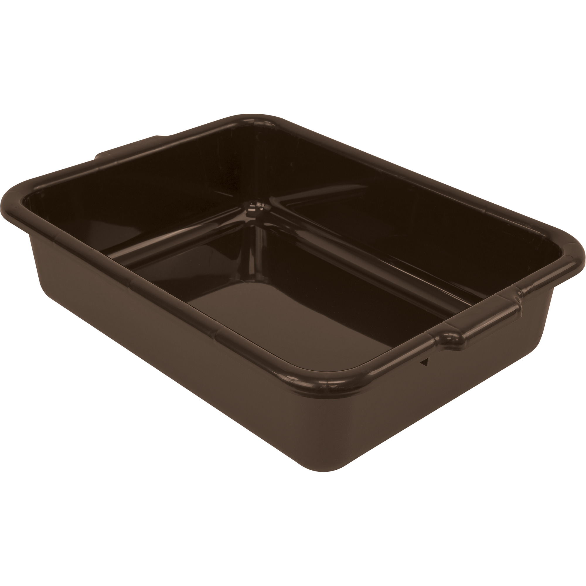 Bac d'entreposage tout usage à fond plat, 5" ha x 15" p x 21" lo, Plastique, Brun