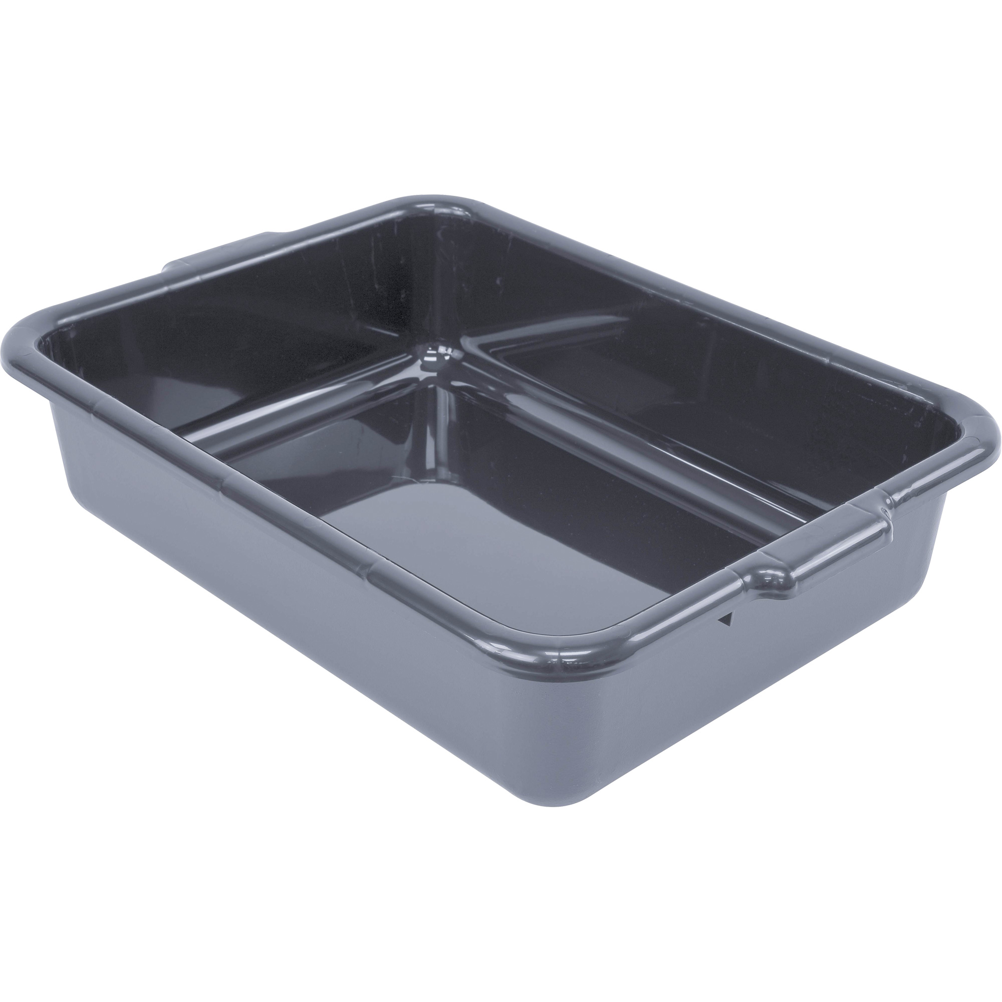 Bac d'entreposage tout usage à fond plat, 5" ha x 15" p x 21" lo, Plastique, Gris