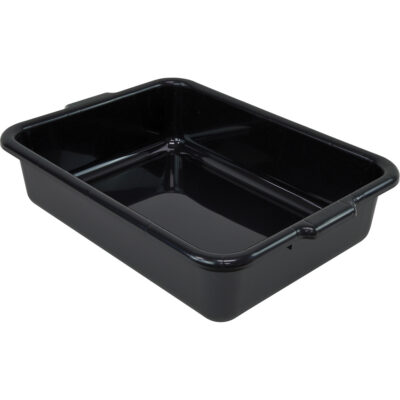 Bac d'entreposage tout usage à fond plat, 5" ha x 15" p x 21" lo, Plastique, Noir