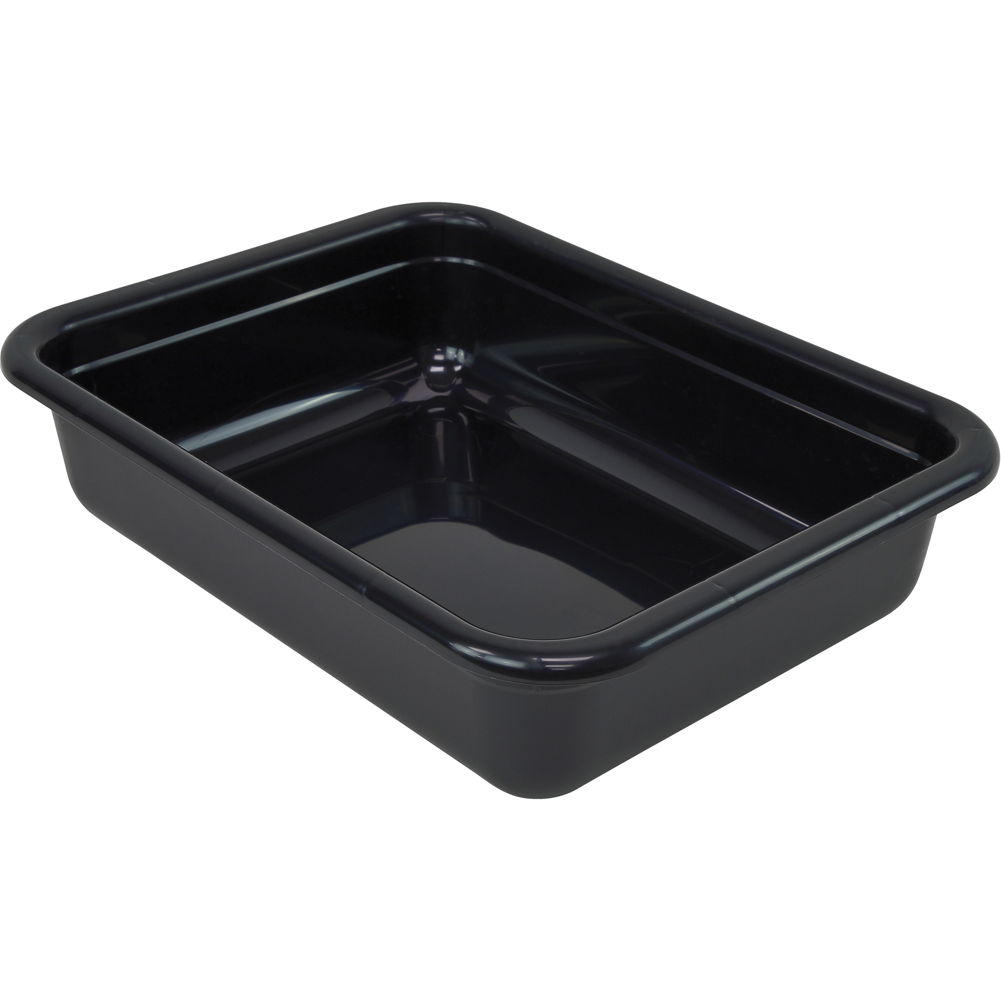 Bac d'entreposage tout usage à fond plat, 5" ha x 17" p x 22" lo, Plastique, Noir