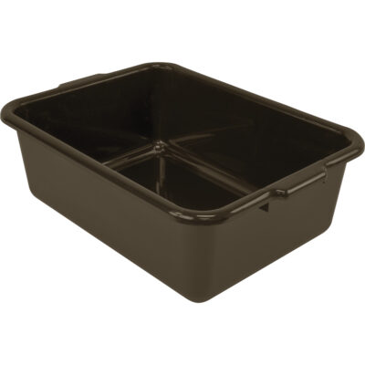 Bac d'entreposage tout usage à fond plat, 7" ha x 15" p x 21" lo, Plastique, Brun