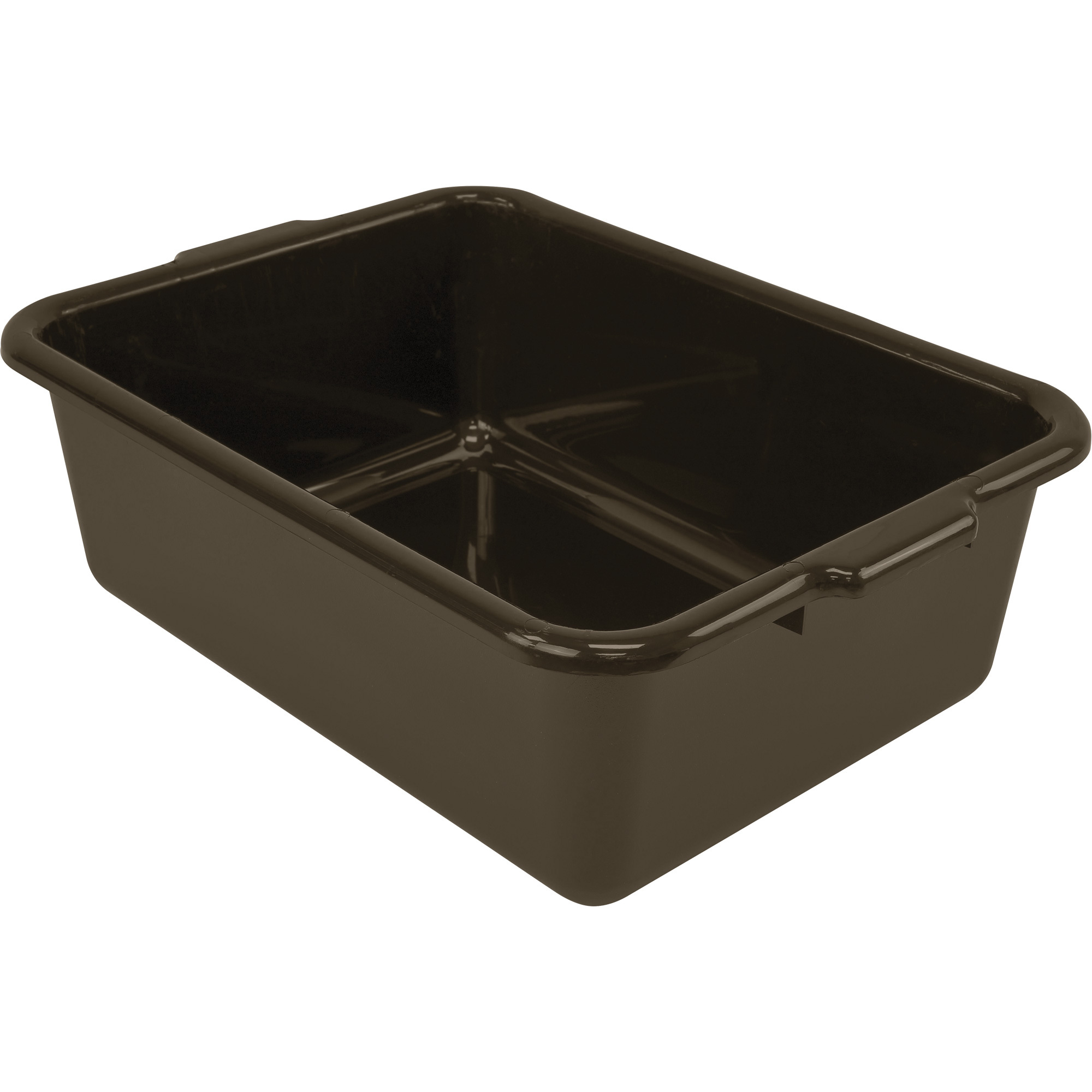 Bac d'entreposage tout usage à fond plat, 7" ha x 15" p x 21" lo, Plastique, Brun