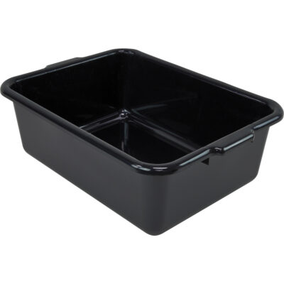Bac d'entreposage tout usage à fond plat, 7" ha x 15" p x 21" lo, Plastique, Noir