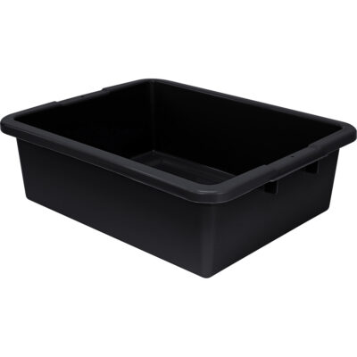 Bac d'entreposage tout usage à fond rainuré, 7" ha x 17" p x 22" lo, Plastique, Noir