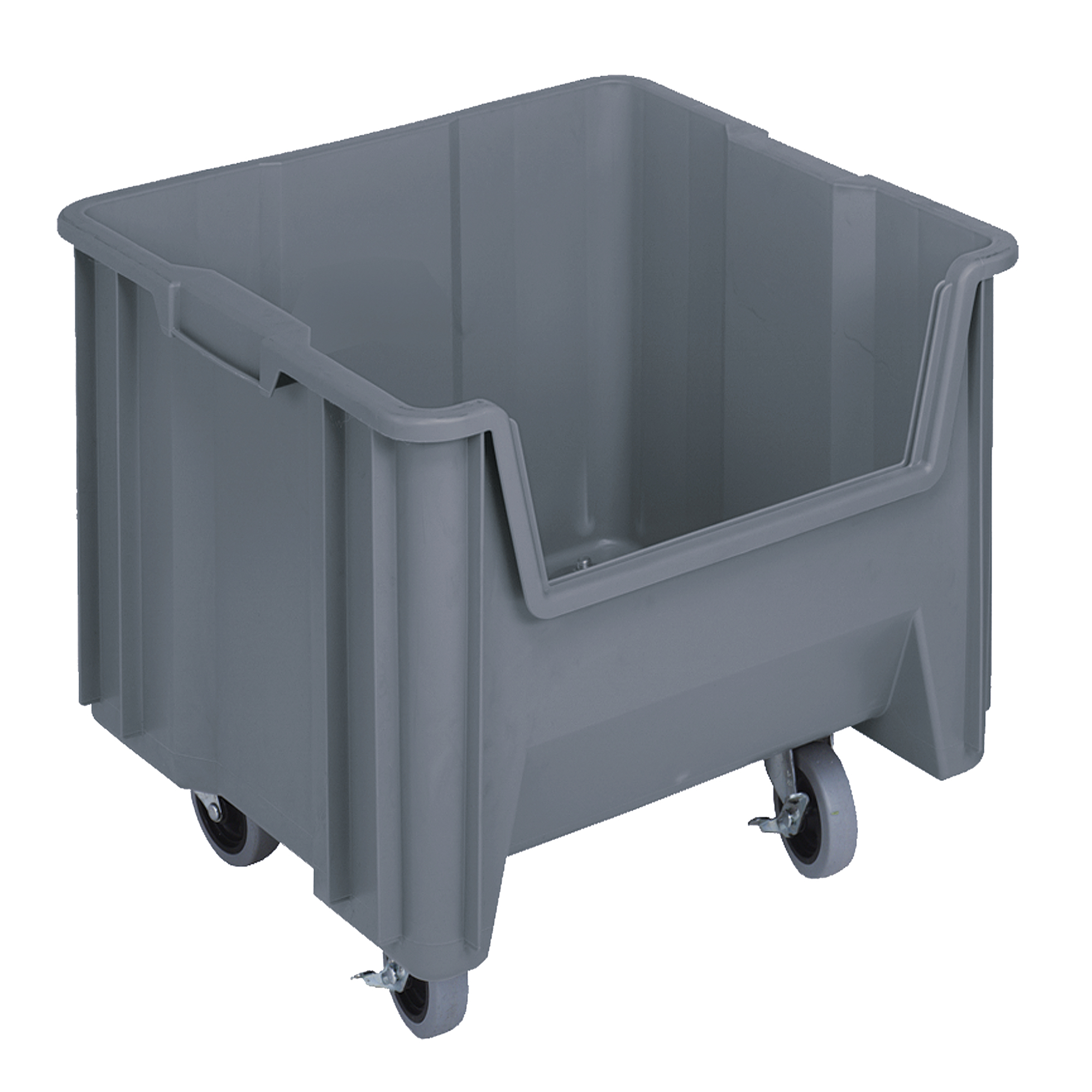 Bac géant mobile empilable, 12-1/2" ha x 16-1/2" la x 17-1/2" p, Capacité de 250 lb, Gris