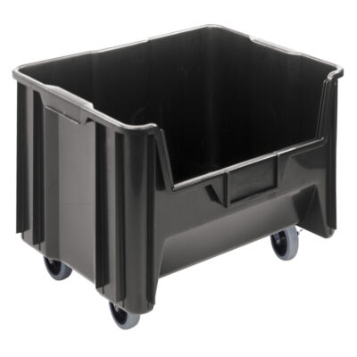 Bac géant mobile empilable, 12-7/16" ha x 19-7/8" la x 15-1/4" p, Capacité de 250 lb, Noir