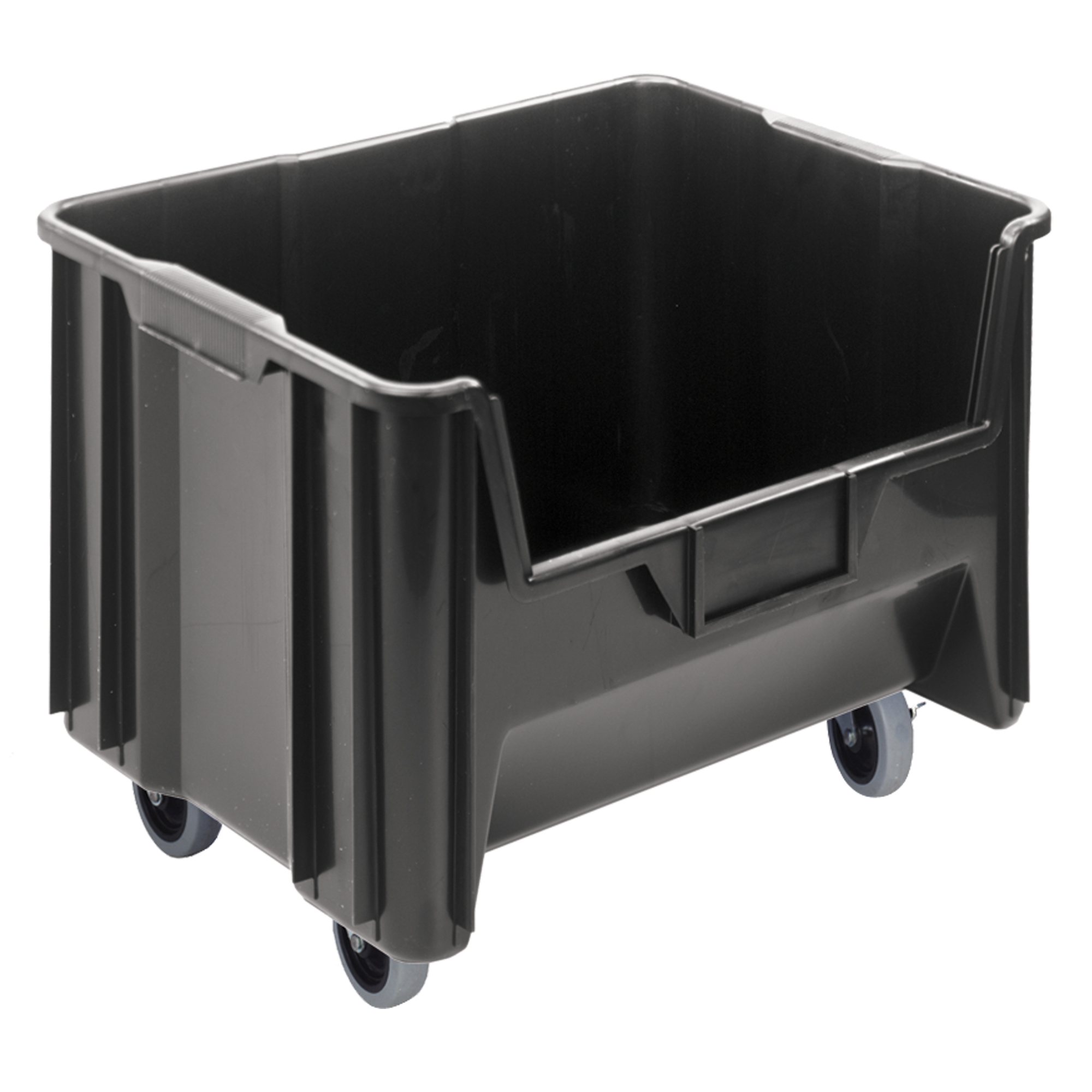 Bac géant mobile empilable, 12-7/16" ha x 19-7/8" la x 15-1/4" p, Capacité de 250 lb, Noir